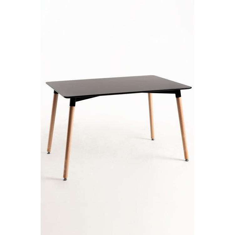 ORION91oficial® - Mesa Rectangular, Negro🖤y Madera Natural (120x80x75 cm) , Estilo nórdico, Comedor-Oficina-Teletrabajo-Cocina-Salón - spaziOrion91