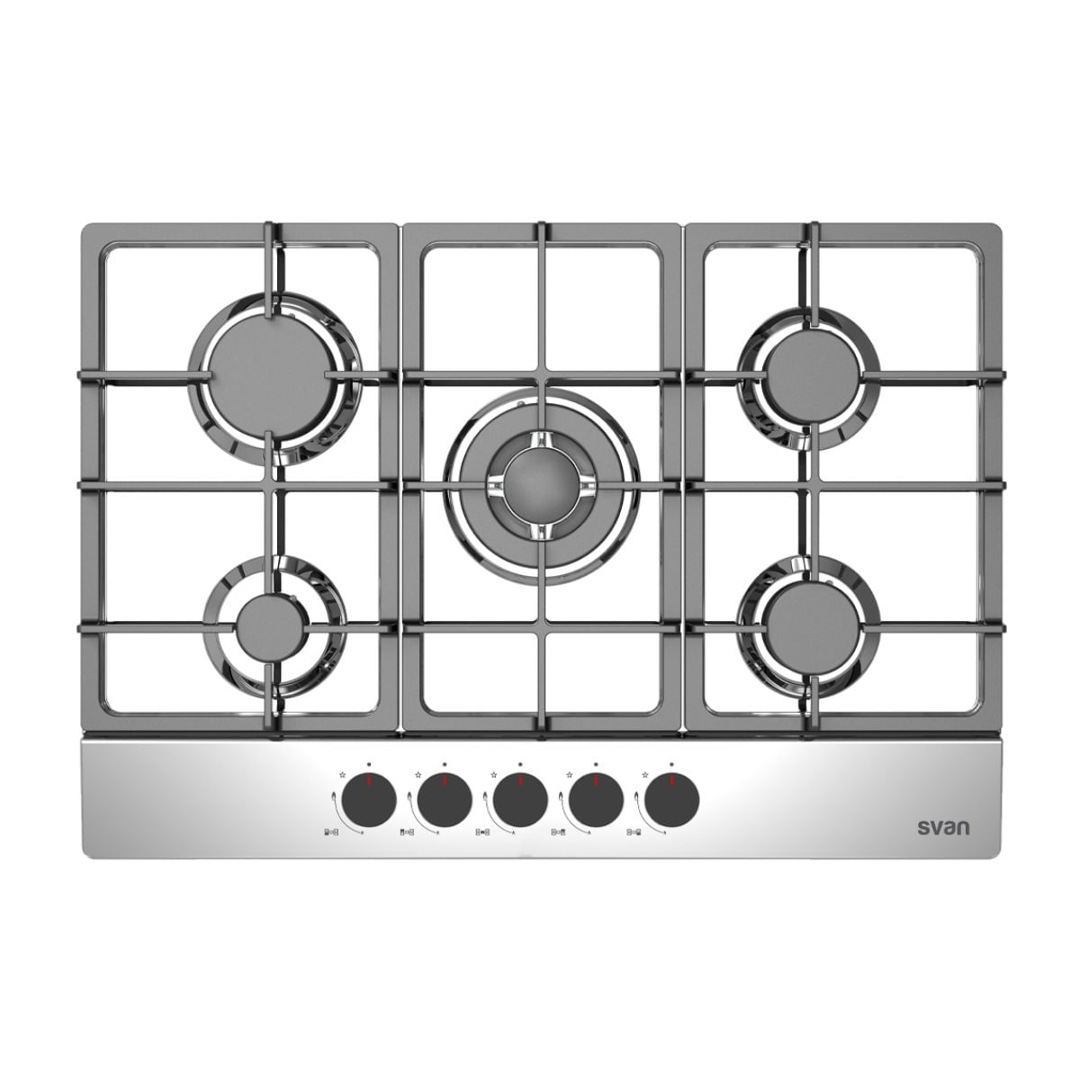 Placa de gas Svan SGW57501X 10600W 5 fuegos inox 74 cm