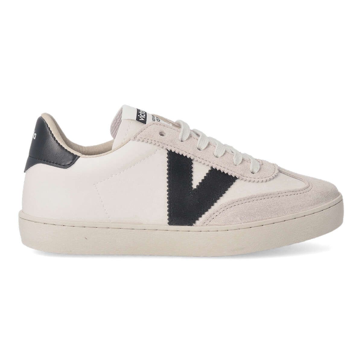 Victoria - Zapatillas Berlín para mujer de piel serraje y material sintético con suela de goma resistente y plantilla acolchada, estilo casual urbano beige-negro
