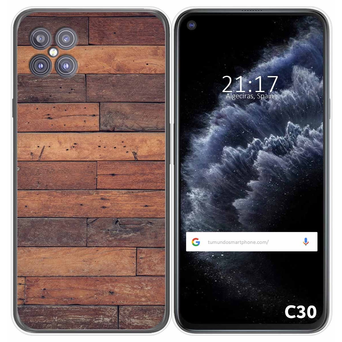 Tumundosmartphone Funda Gel Tpu para Cubot C30 diseño Madera 03 Dibujos