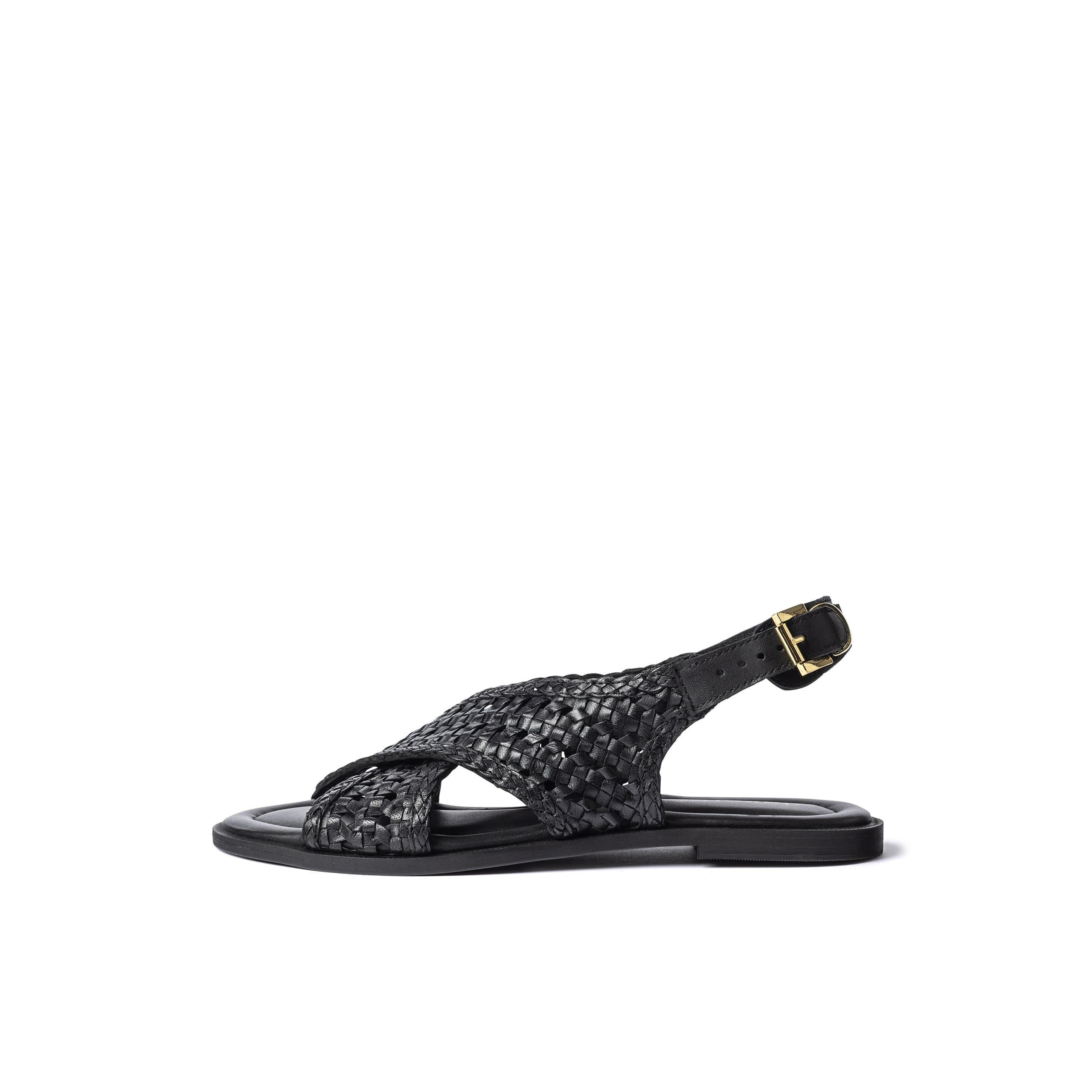 YOKONO sandalia plana CRES-252 NEGRO | Zapatos mujer Primavera-Verano | Piel vacuna  Napa |