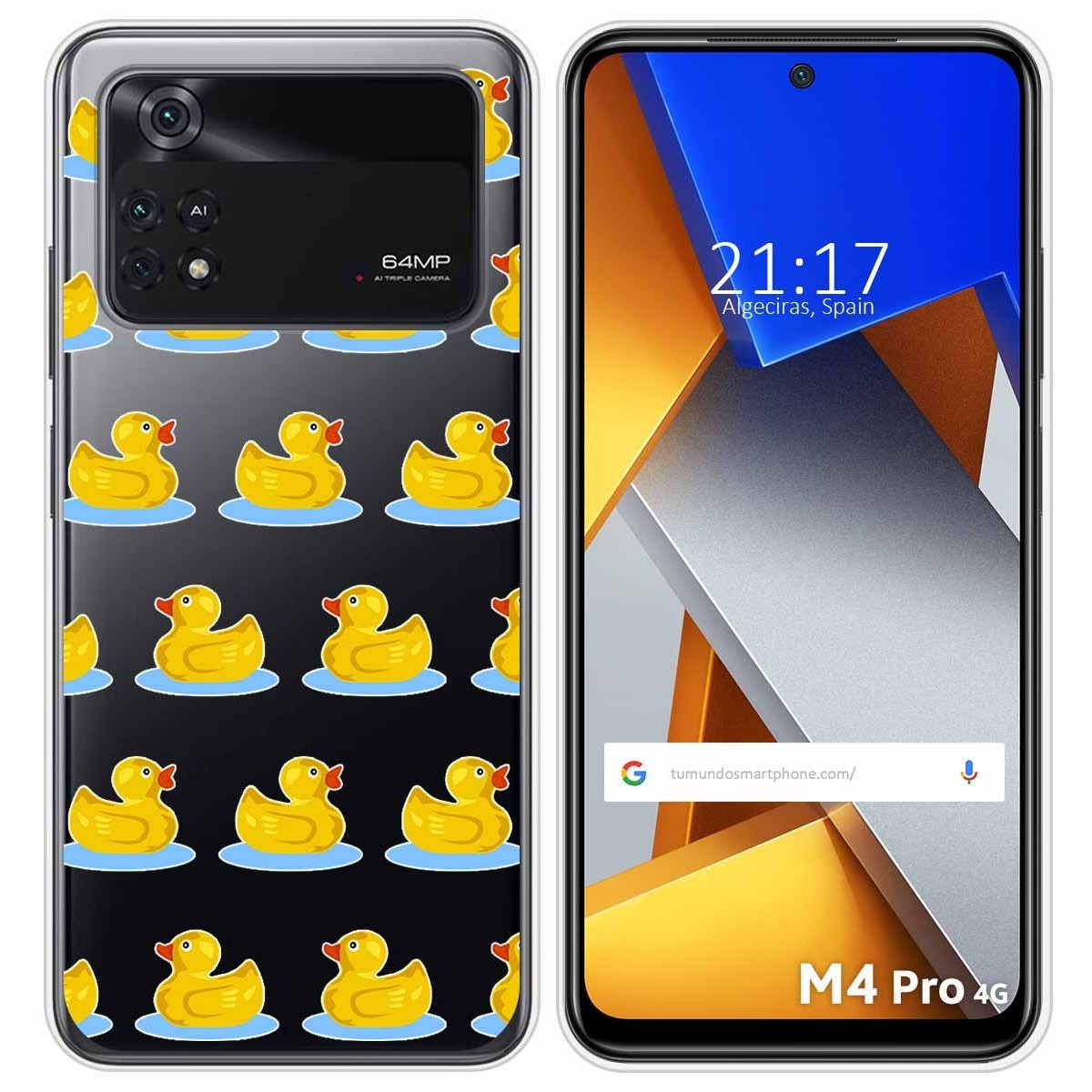 Funda Silicona Transparente para Xiaomi POCO M4 Pro 4G diseño Pato Dibujos