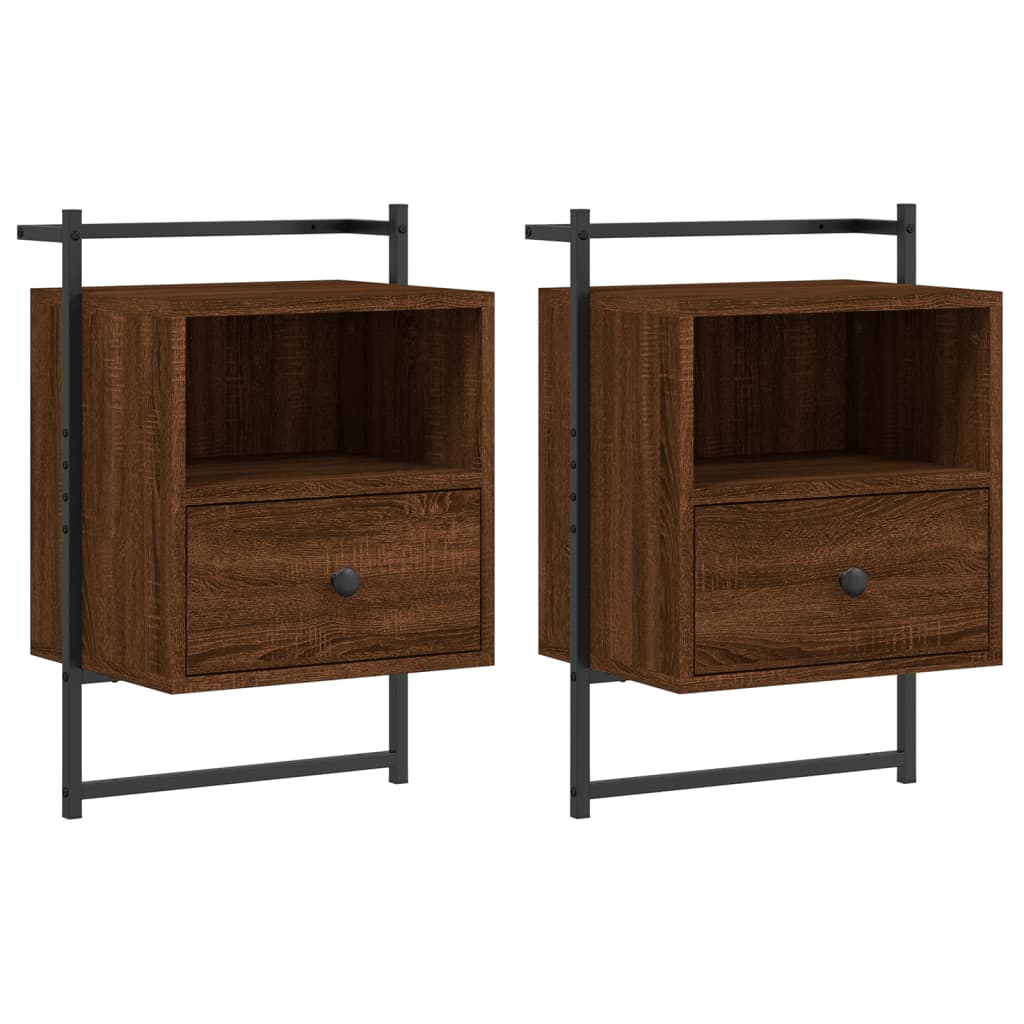 Vidaxl Mesitas de Noche de Pared 2 Unidades 40x30x61 Cm Roble Sonoma