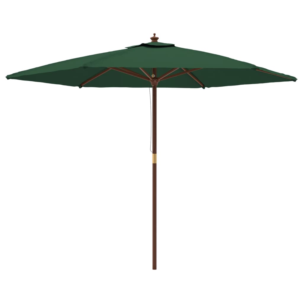 vidaXL Sombrilla de jardín con poste de madera verde 299x240 cm