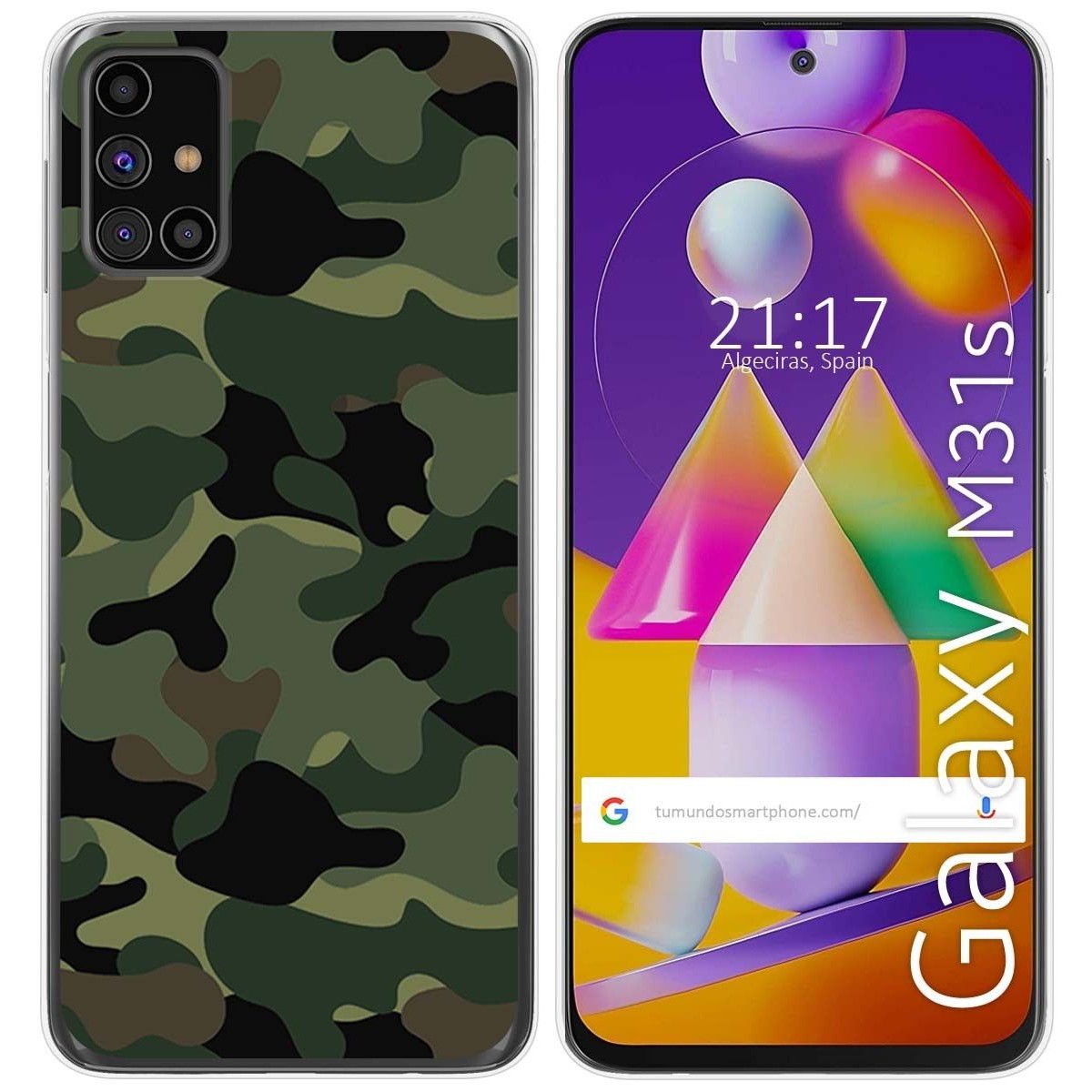 Tumundosmartphone Funda Gel Tpu para Samsung Galaxy M31s diseño Camuflaje Dibujos
