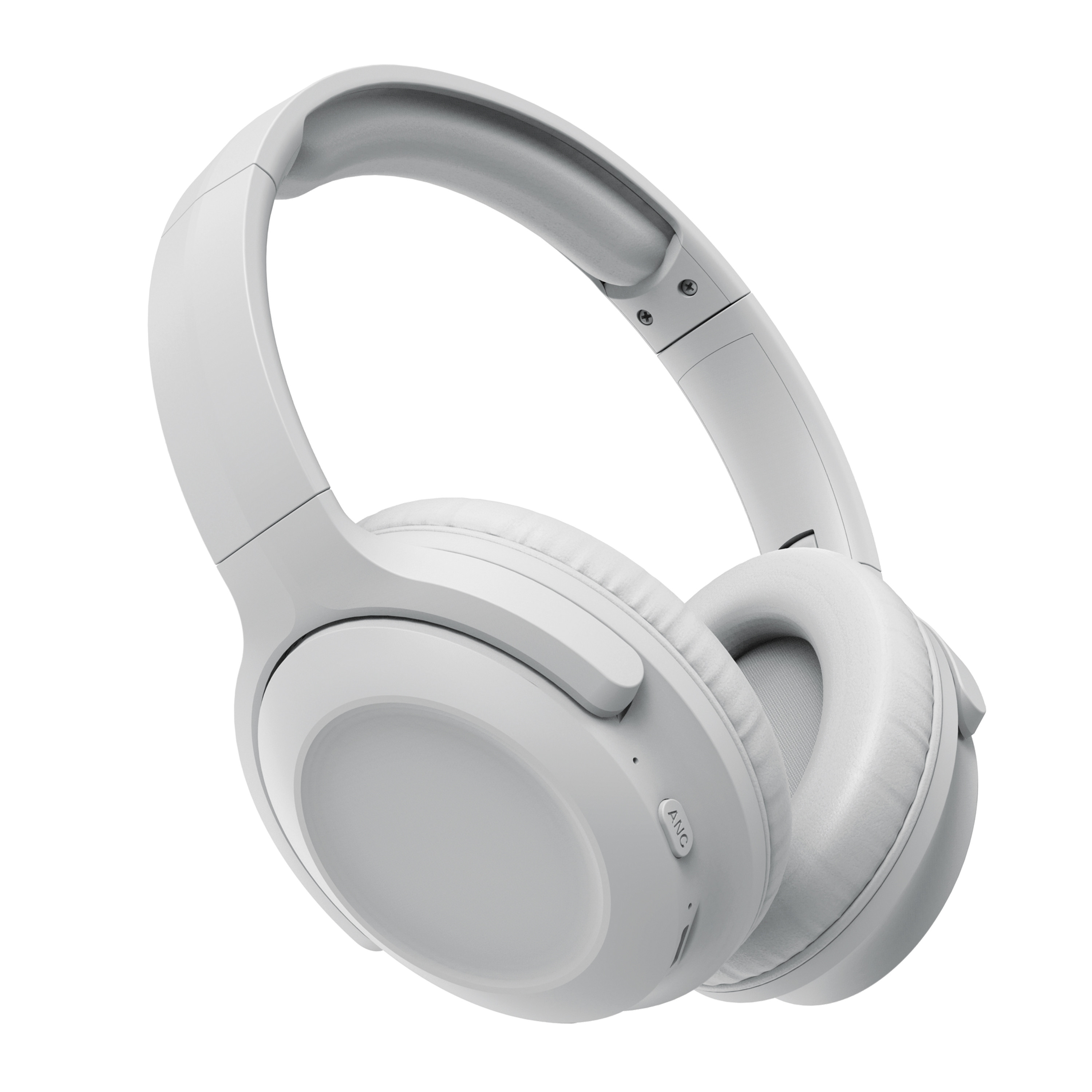 Muvit for change cascos estéreo anc plegables con cancelación de ruido activa, adaptadores y funda de viaje blanco