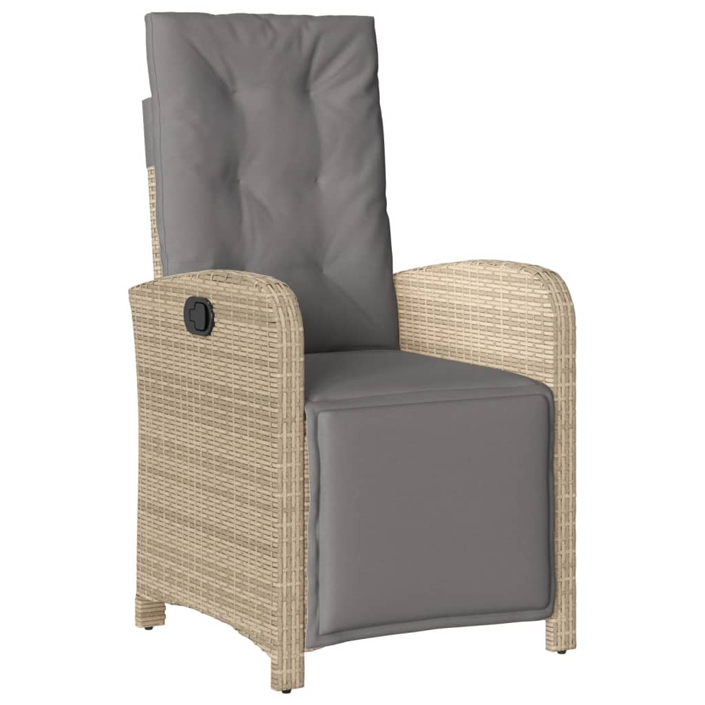 vidaXL Sillón reclinable de jardín con reposapiés ratán PE beige mixto
