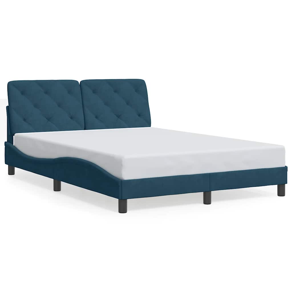 vidaXL Estructura de cama con LED sin colchón terciopelo azul 140x190 cm