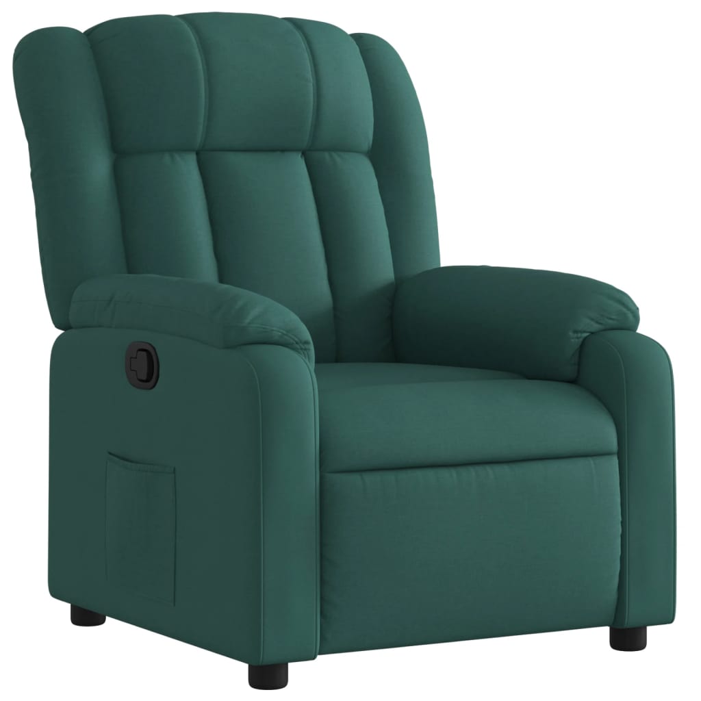 vidaXL Sillón reclinable de tela verde oscuro