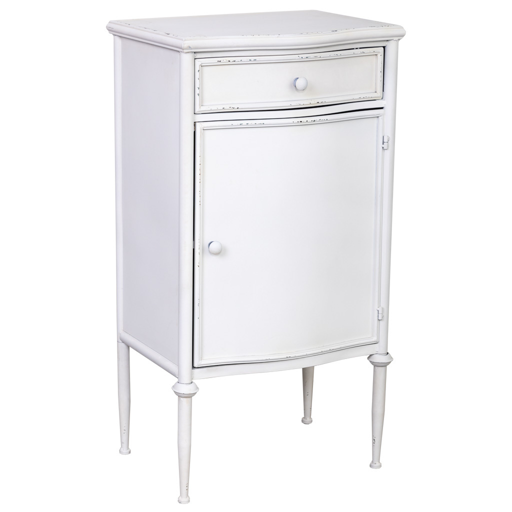 Wonderlust Deco - Mesita de metal de 1 cajon y 1 puerta blanco 46.5x36.5x86h cm Blanco 46.5x36.5x86
