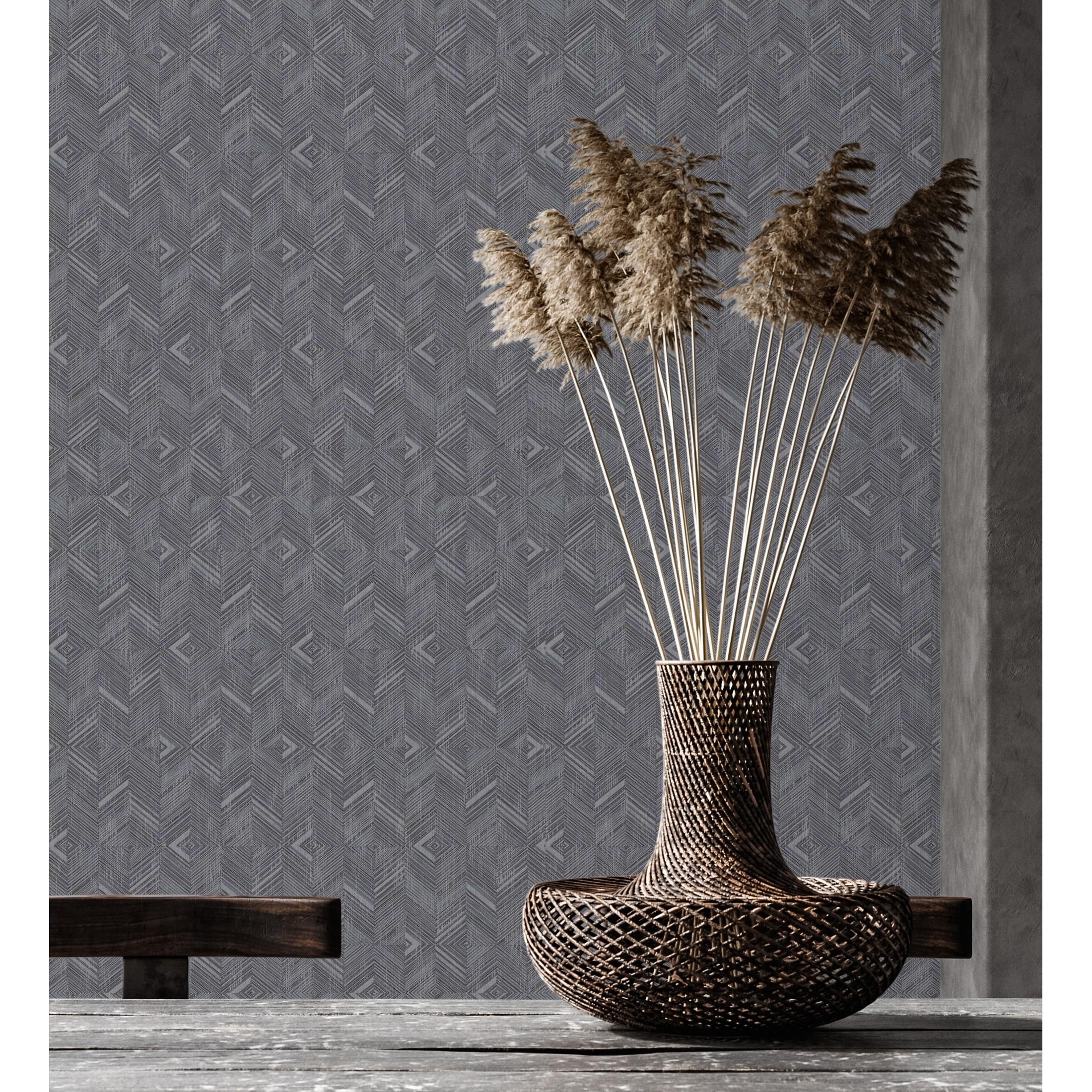 Papel pintado vinílico lavable mosaico de madera con textura en relieve - Hout 680995 de GAULAN - Rollo de 10 m x 1,06 m
