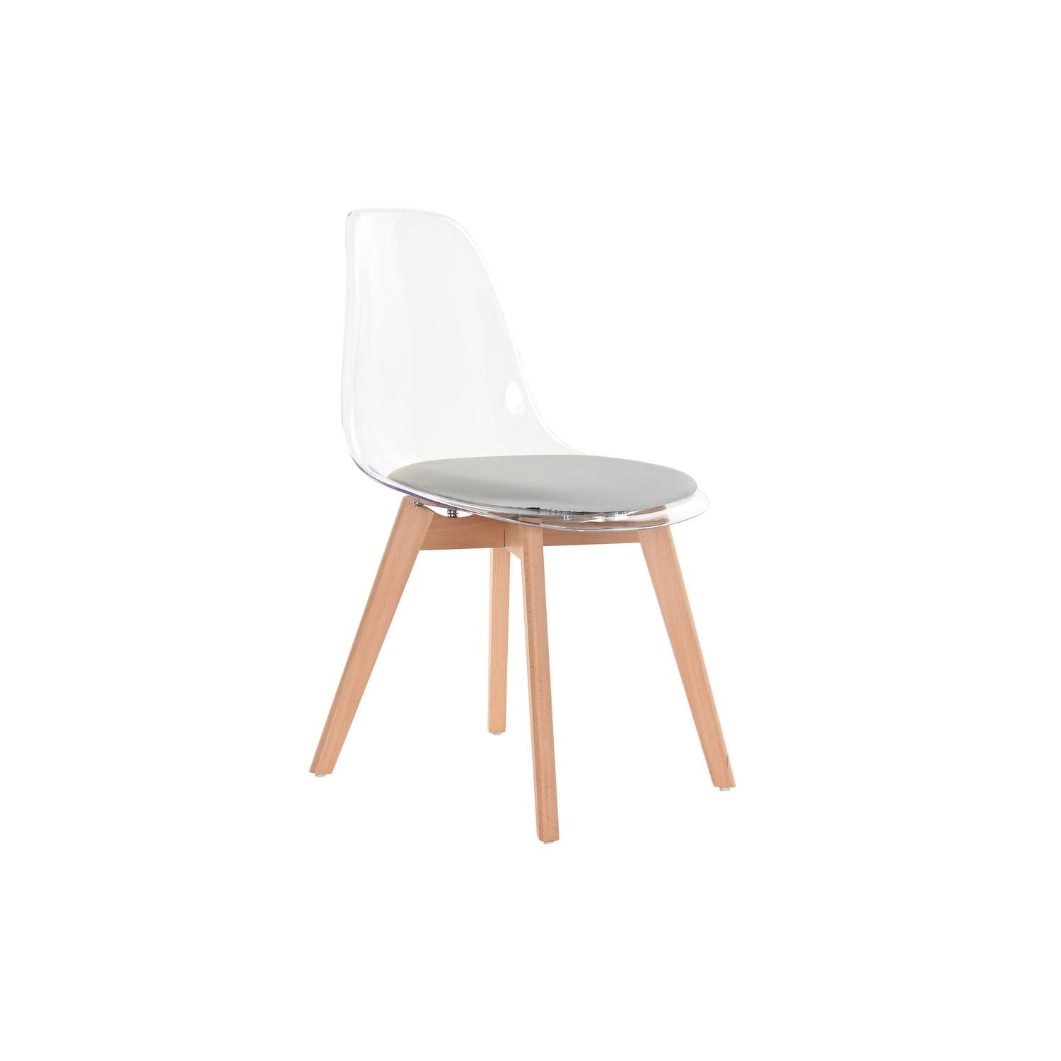 SILLA POLICARBONATO MADERA 54X47X81 TAPIZADO GRIS FIJALO MB194132
