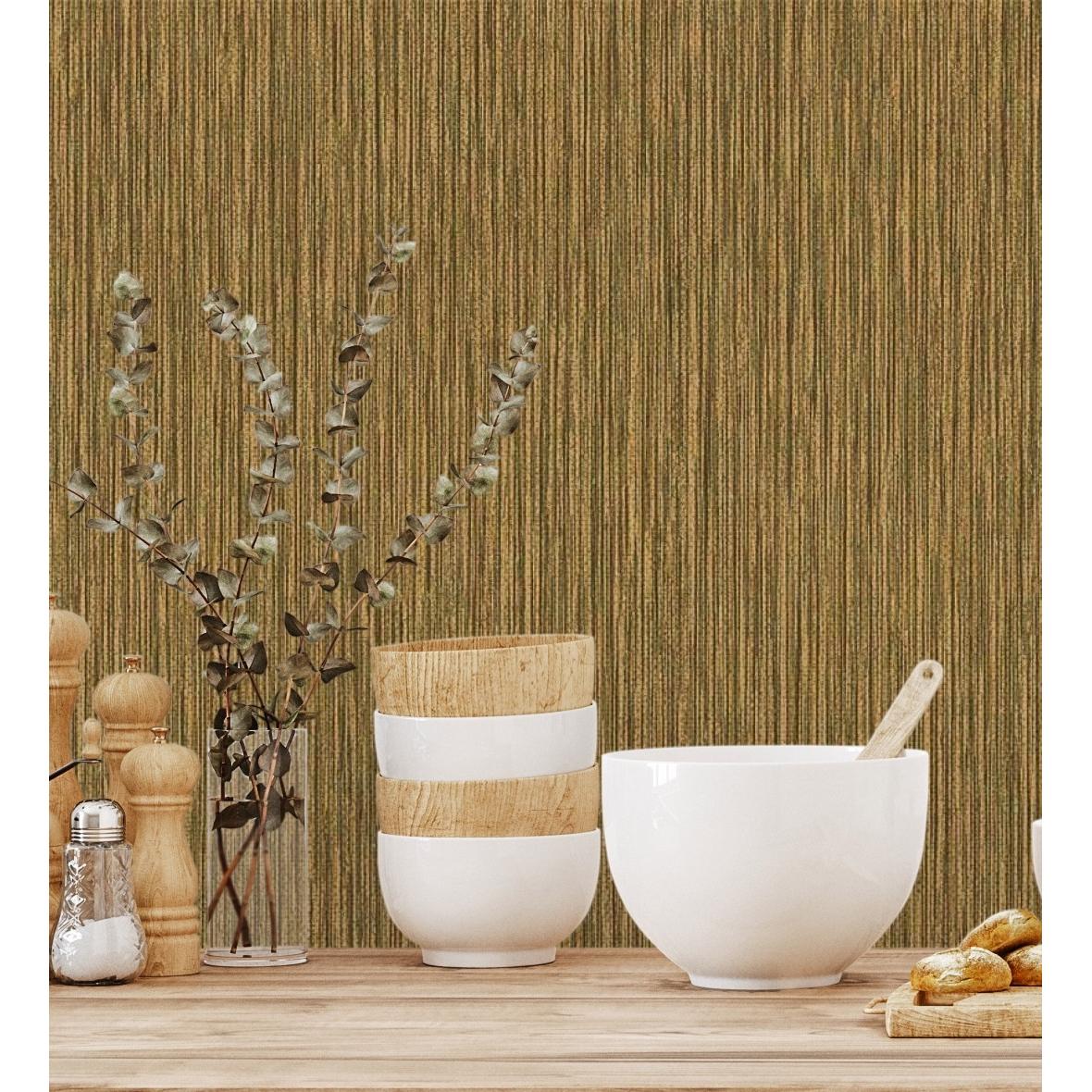 Papel pintado vinílico lavable efecto fibra vegetal con textura en relieve - Saratov Texture 676387 de GAULAN - Rollo de 10 m x 1,06 m