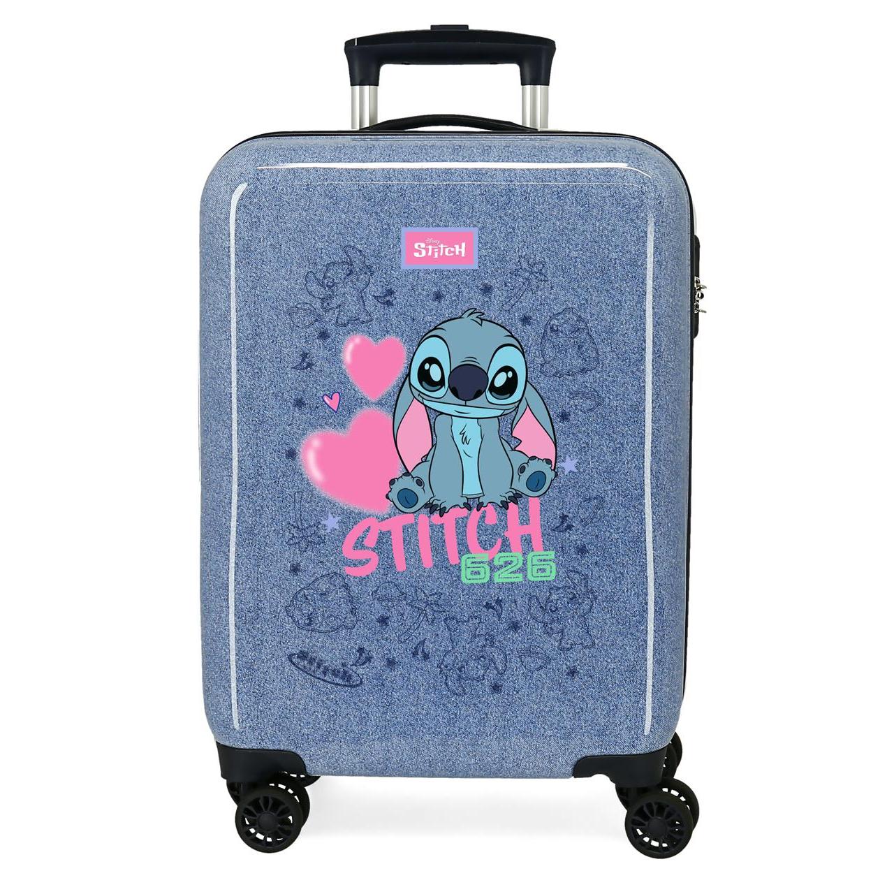 Maleta de cabina Disney Stitch hearts denim 55x38x20cm