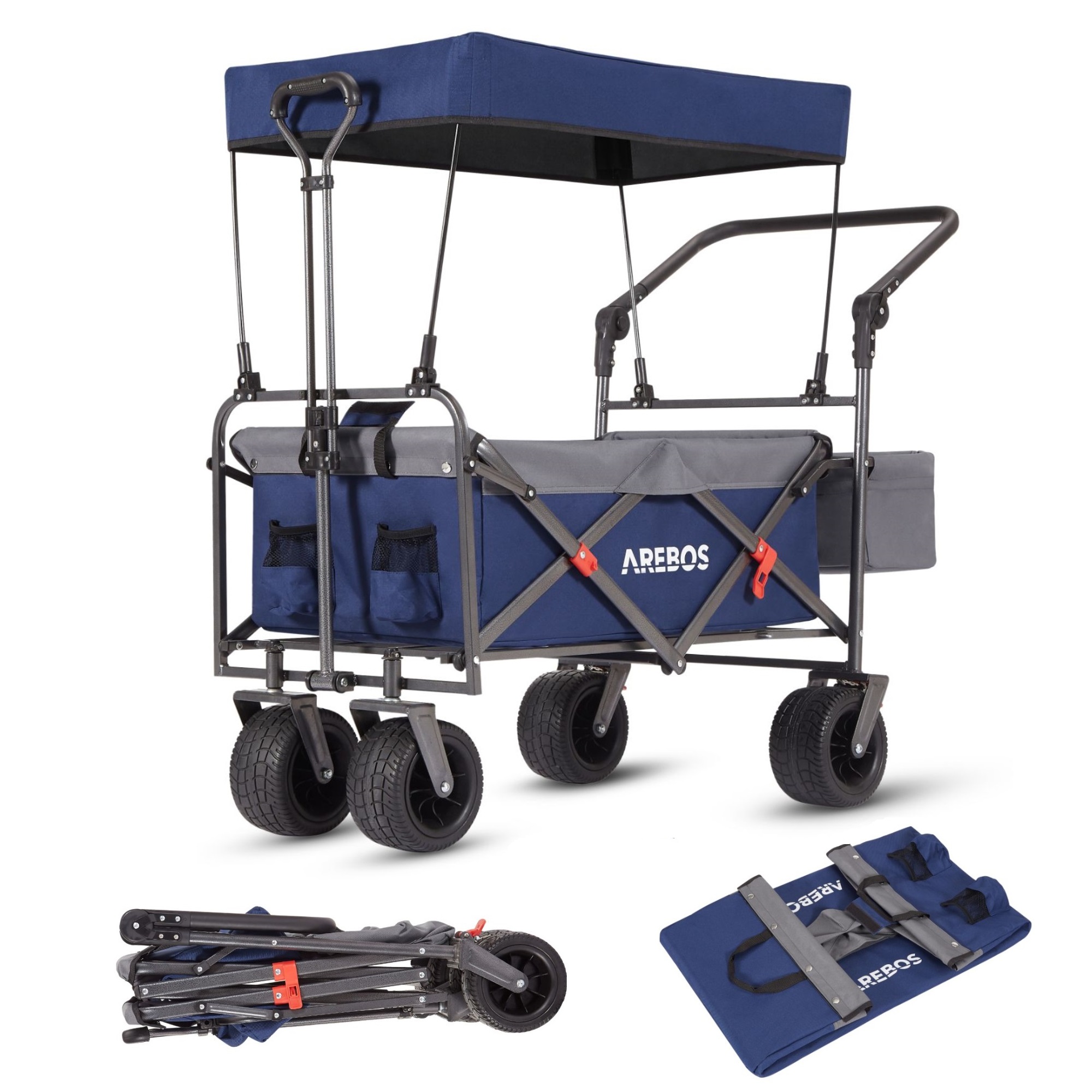 AREBOS Carro de Mano Plegable con Techo - 100 Kg
