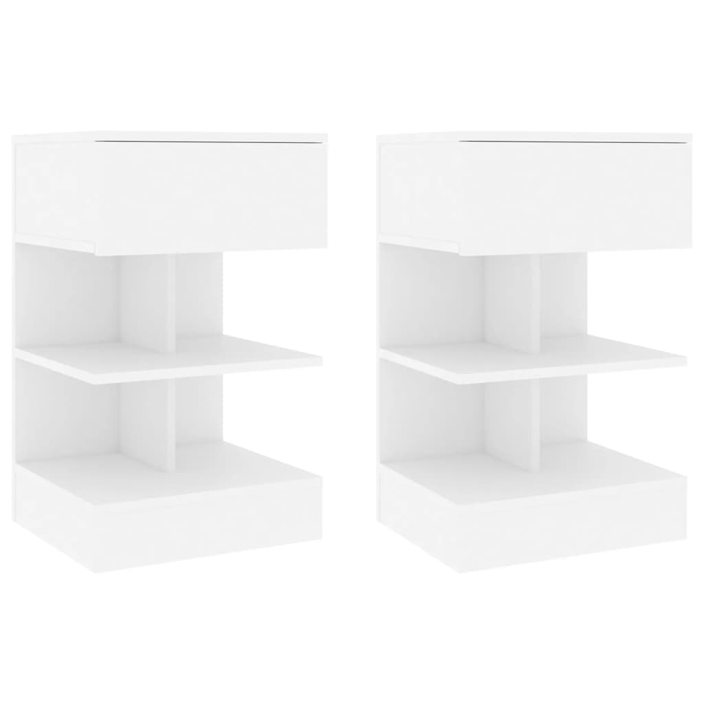 Vidaxl Mesitas de Noche 2 Unidades 40x35x50 Cm Blanco, Negro, Gris Hormigón - Moderno Mesa Auxiliar