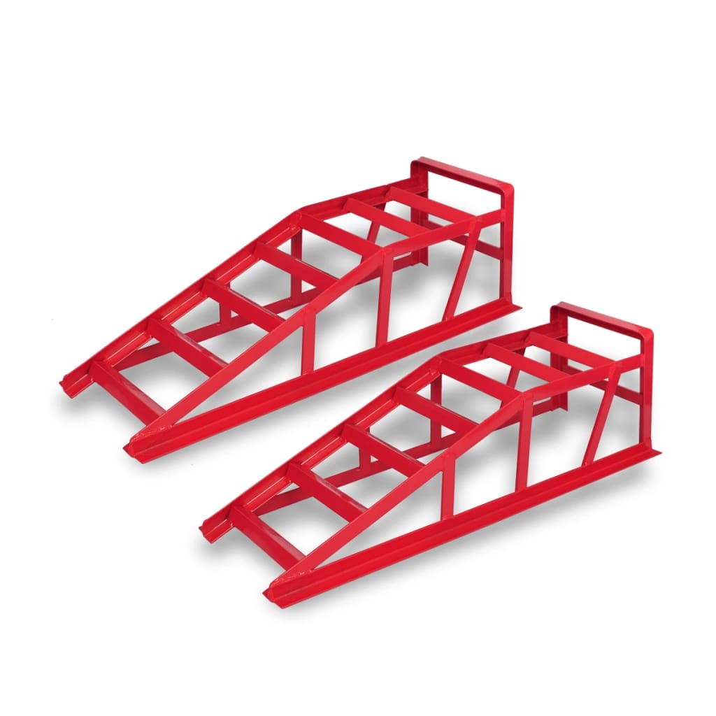 Vidaxl Rampa para Coches de Acero 2 Unidades Rojo