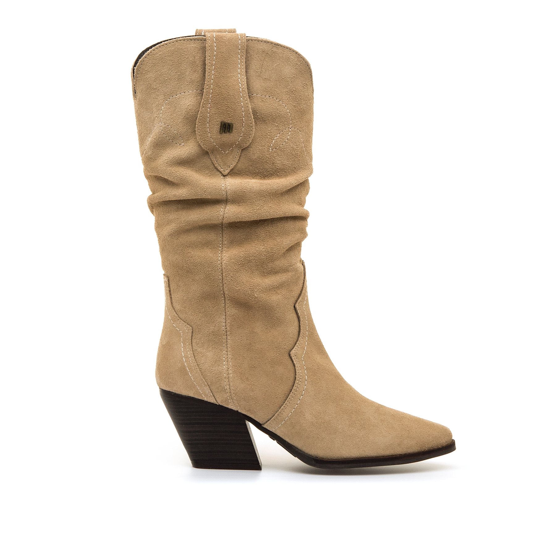 Mustang-MTNG botas de tacón mujer missouri beige con cierre cremallera y tipo de puntera afilada