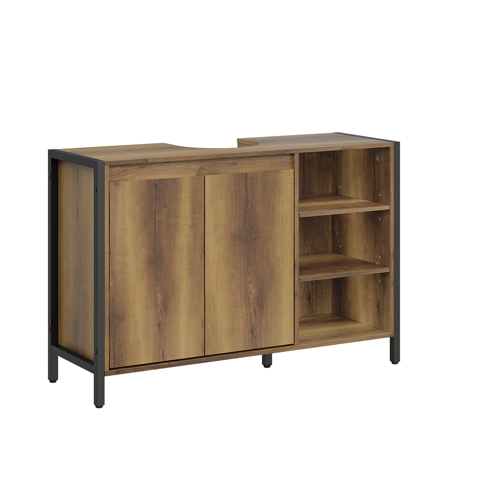 SoBuy Mueble para lavabo marrón claro con puertas y estantes | Armario bajo lavabo de aglomerado 90x30x60 cm