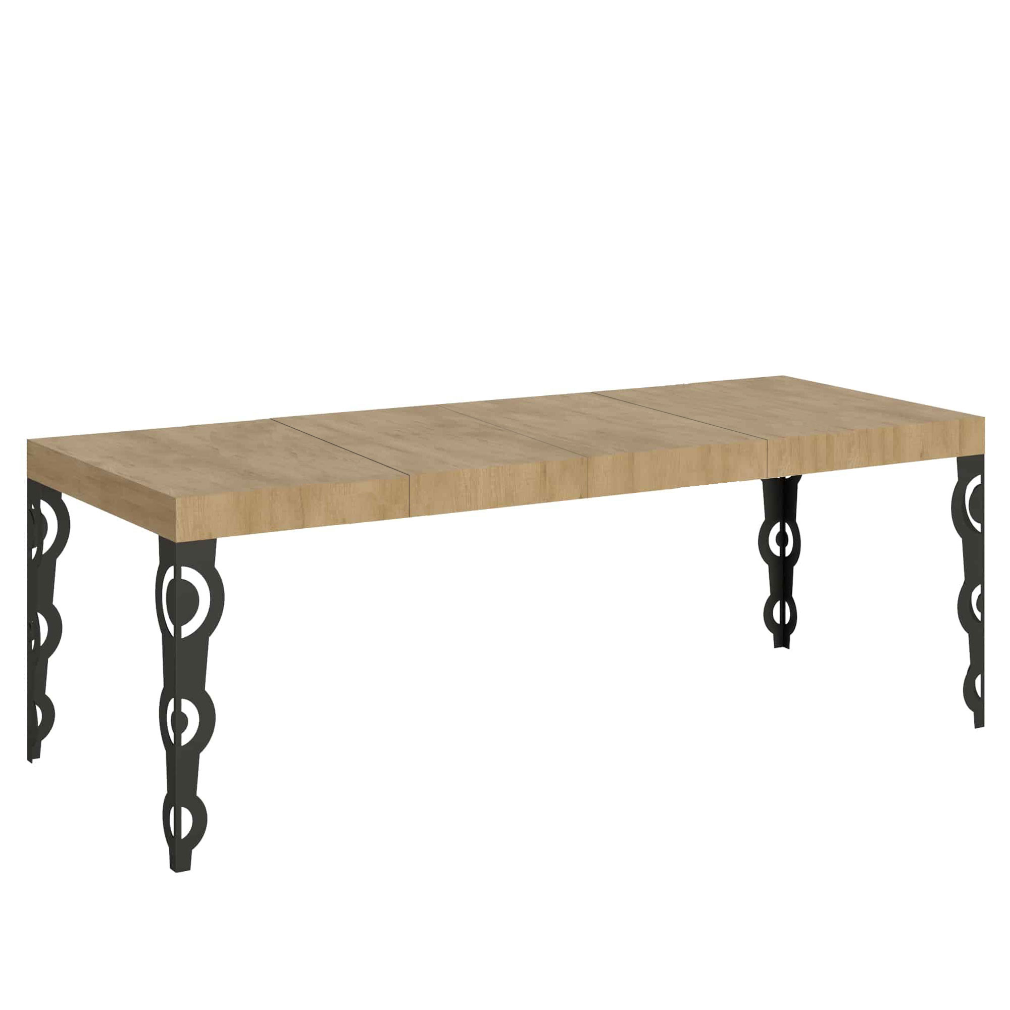 Mesa extensible Karamay Premium 180/440x90 cm patas roble natural antracita - Itamoby