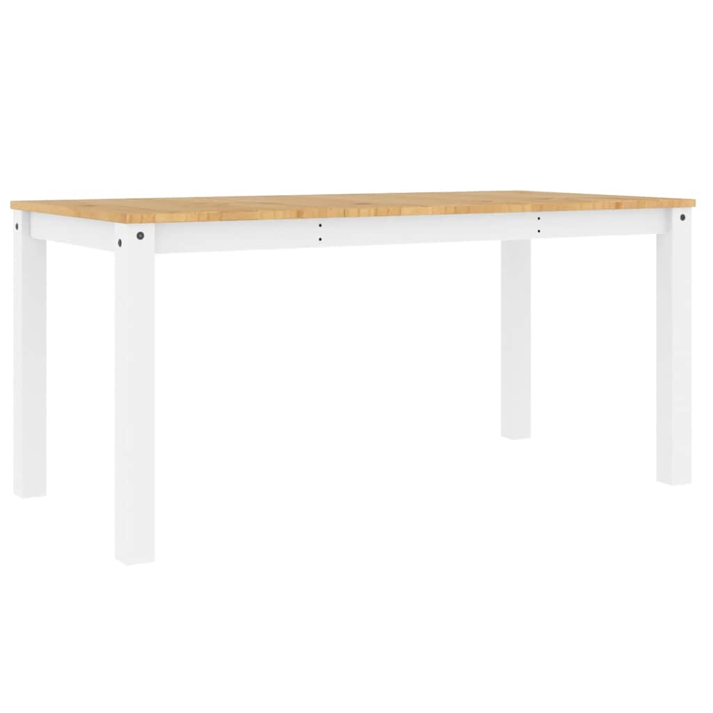 vidaXL Mesa de comedor Panama madera maciza pino 160x80x75 cm en color Blanco/Marrón/Gris | estructura resistente ideal para salón dormitorio o estudio