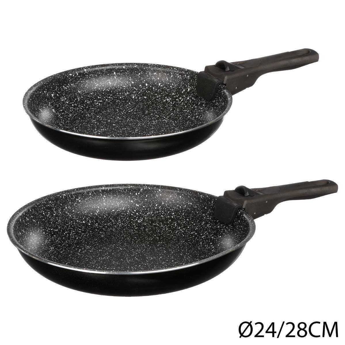 Juego de 2 sartenes de piedra + mango D24 28