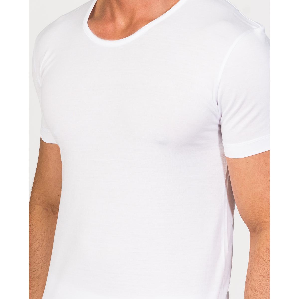 Camiseta Interior Hombre Cuello Redondo Royal Hilo Escocia | 100% Algodón Egipcio Mercerizado | Transpirable Costuras Planas Ajuste Ergonómico Segunda Piel | Tallas: S - 3XL | Color: Blanco | ZD Zero Defects