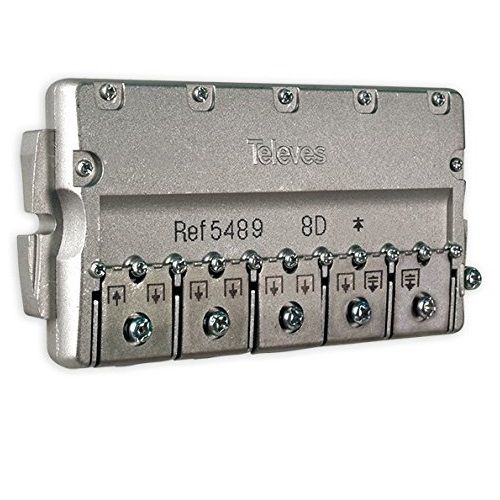 CABLEPELADO - Repartidor Distribuidor - Splitter - coaxial - conexión easyF - mínima amortiguación de señal - 5-2400mhz - 8 Salidas