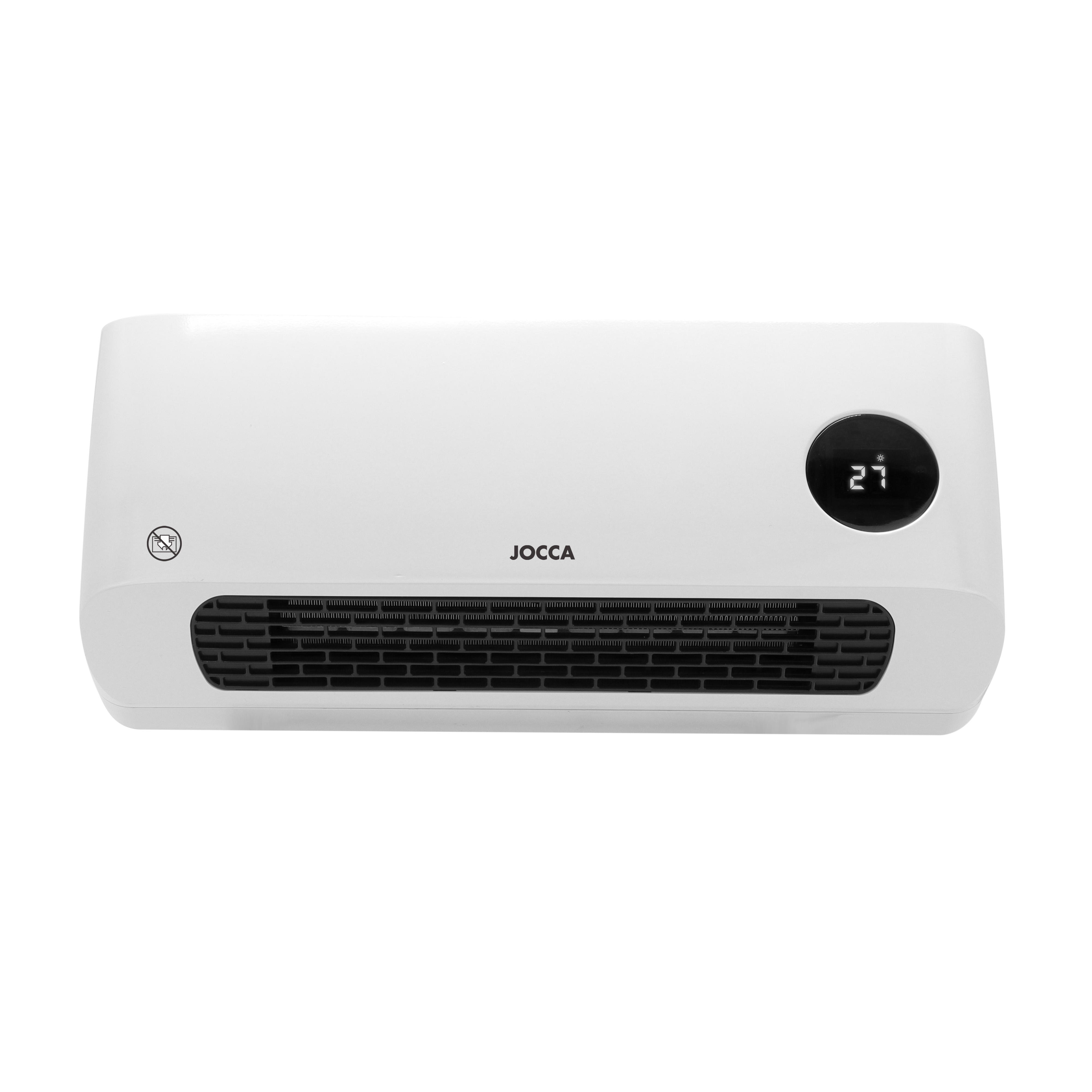 Calefactor y ventilador de pared Jocca con una potencia de 2000W_ mando a distancia para programar el termostato y temporizador_ con tecnología PTC y función de puerta o ventana abierta