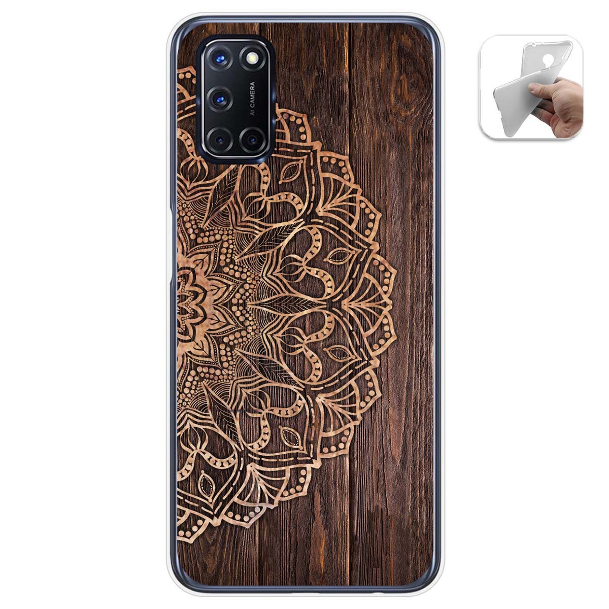 Tumundosmartphone Funda Gel Tpu para Oppo A52 / Oppo A72 diseño Madera 06 Dibujos