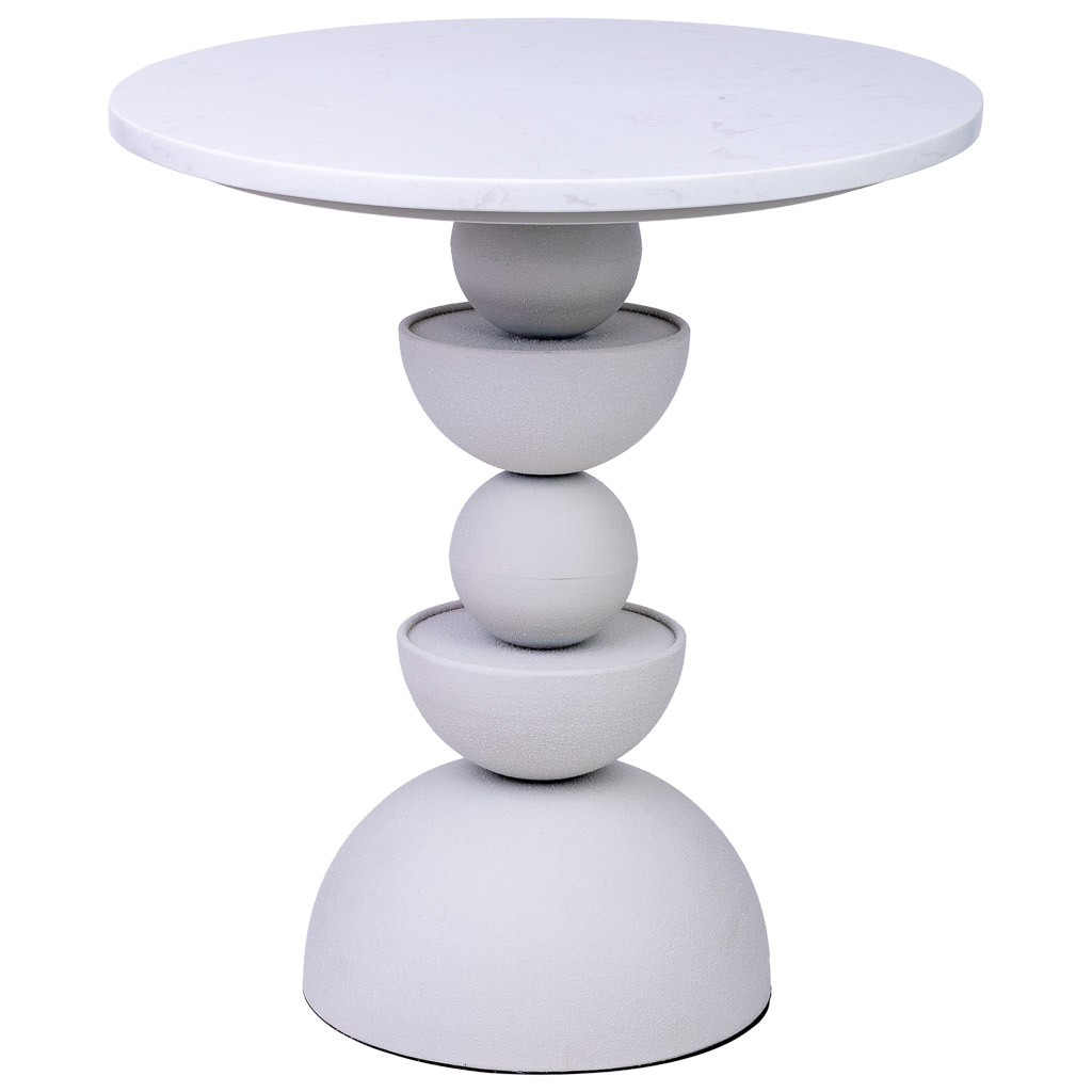 Wonderlust Deco - Mesa auxiliar de metal blanco y madera 40.5x40.5x45h cm Blanco 40,5x40,5x45h cm
