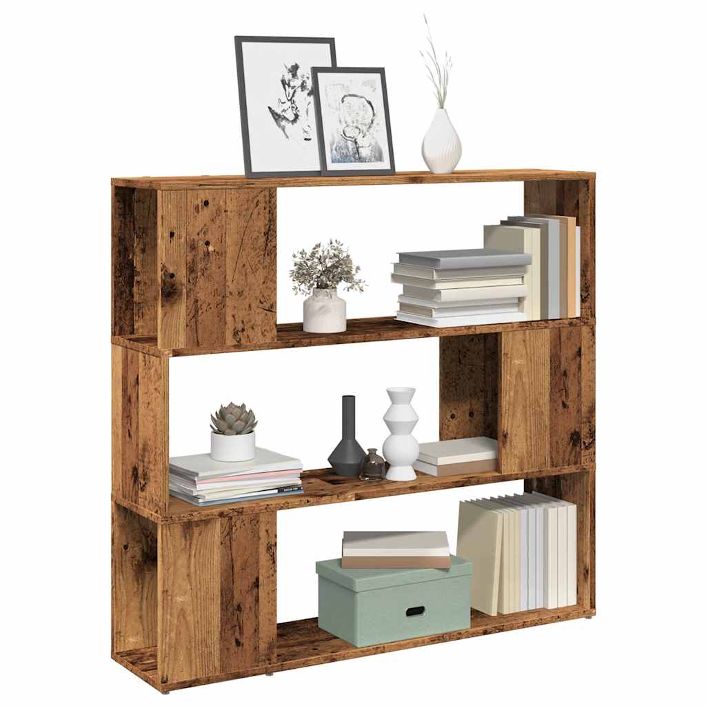 vidaXL Estantería/divisor de espacios madera vieja 100x24x94 cm en color Madera antigua/Roble artisan | almacenamiento funcional diseño moderno para baño dormitorio sala