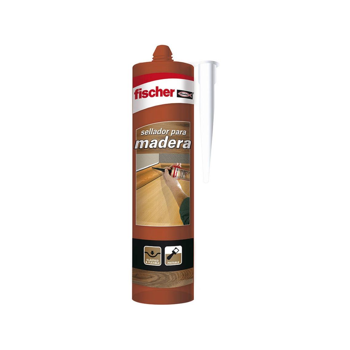 Sellador Madera -ROBLE- Pino Fischer 310ml ELASTICO Y FLEXIBLE,PINTABLE