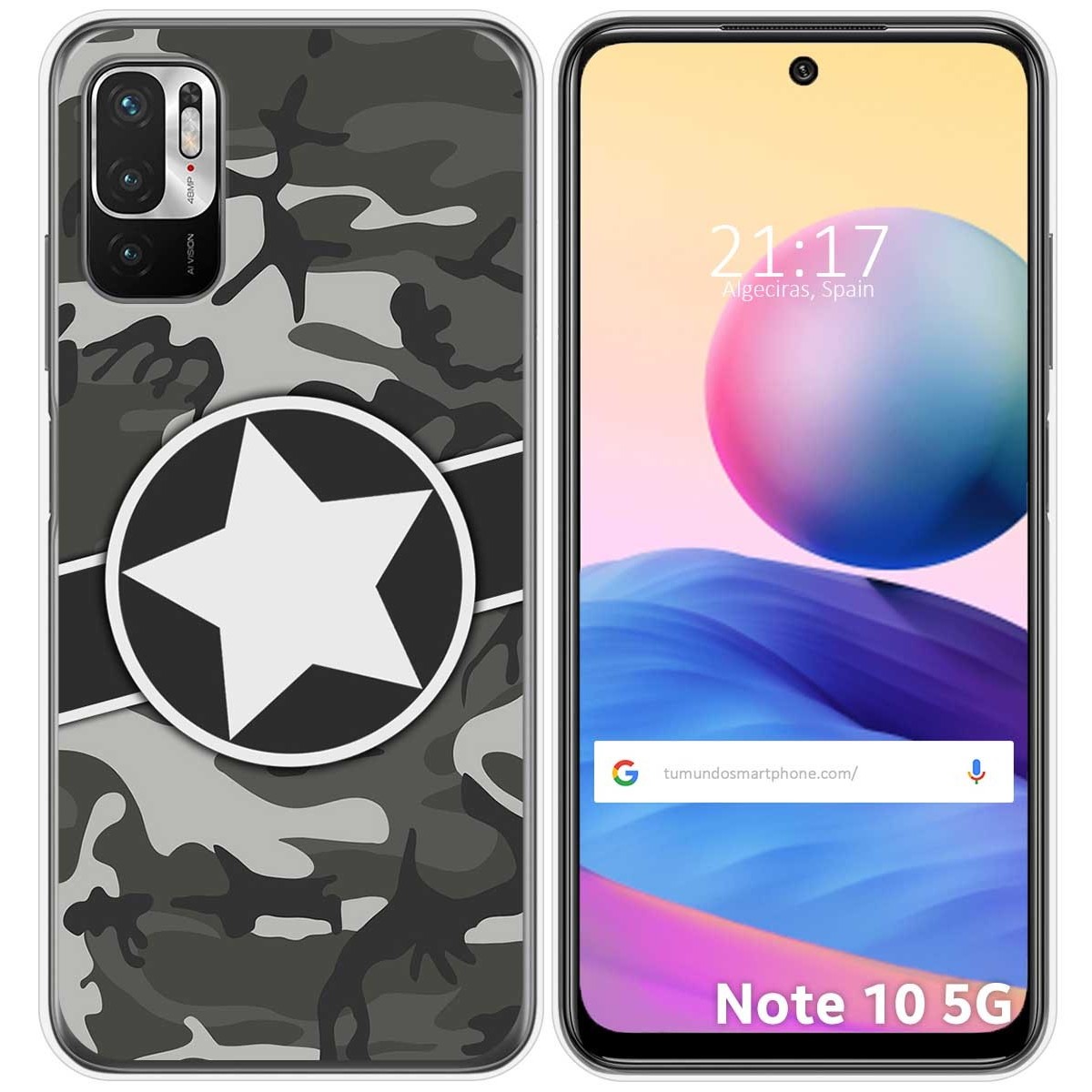 Tumundosmartphone Funda Gel Tpu para Xiaomi Redmi Note 10 5G / POCO M3 PRO 5G diseño Camuflaje 02 Dibujos