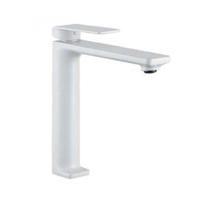 Imex Fiyi BDF016-3BL grifo monomando para lavabo sobre encimera de caño alto con acabado blanco mate