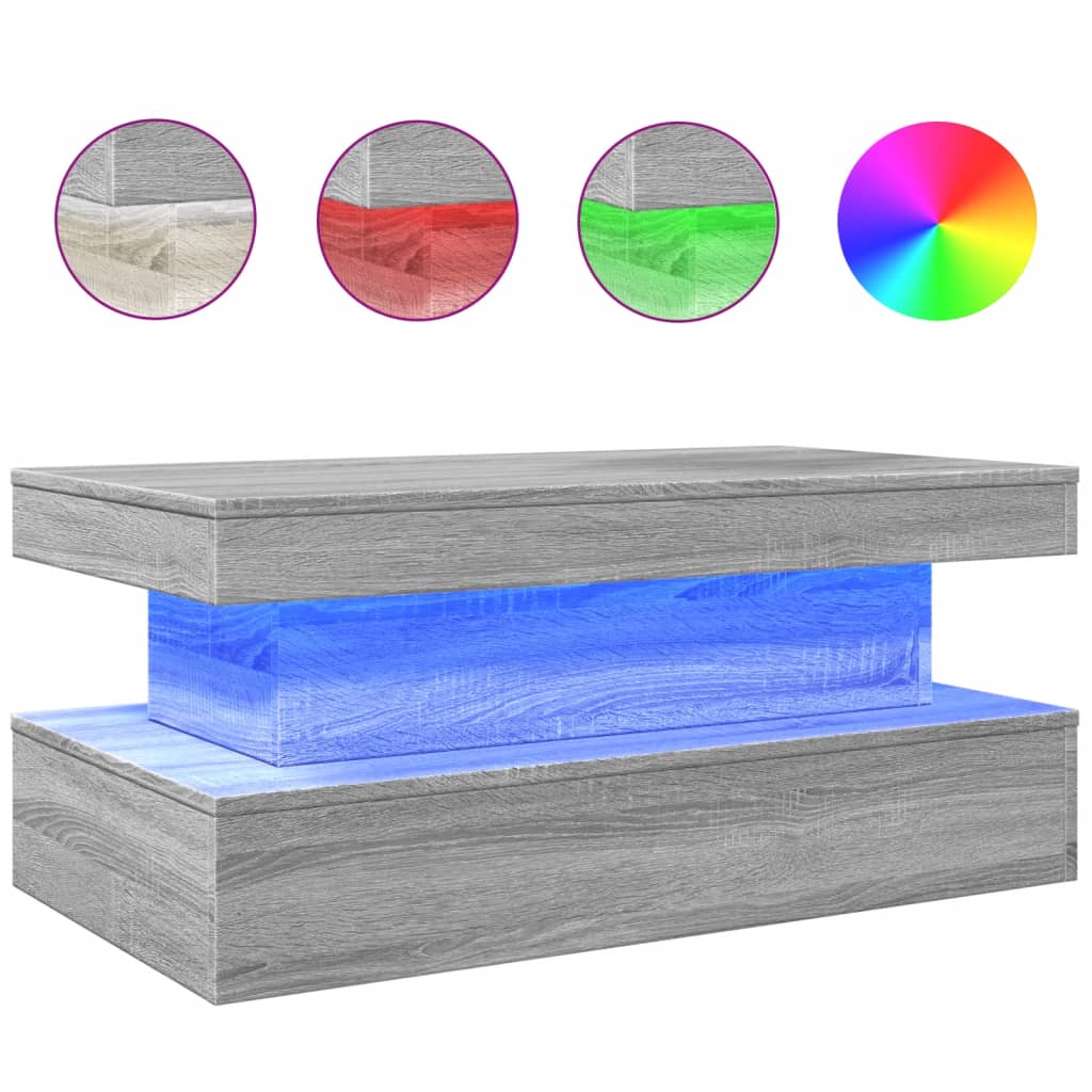 Vidaxl Mesa de Centro con Luces LED 90x50x40 Cm Blanco