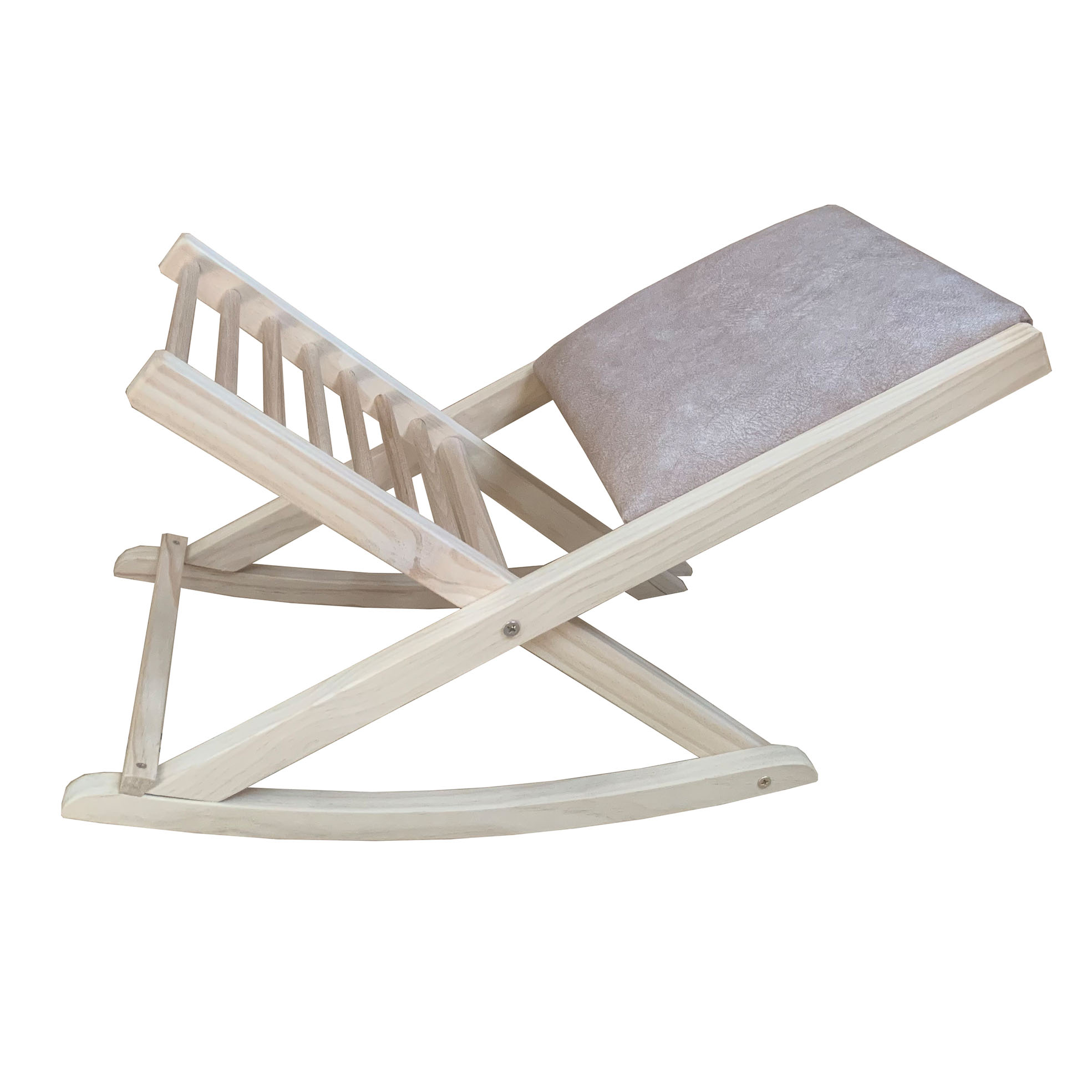 Sueña y Descansa Reposapiés plegable de madera color natural tapizado en beis, acolchado especial para mayor comodidad