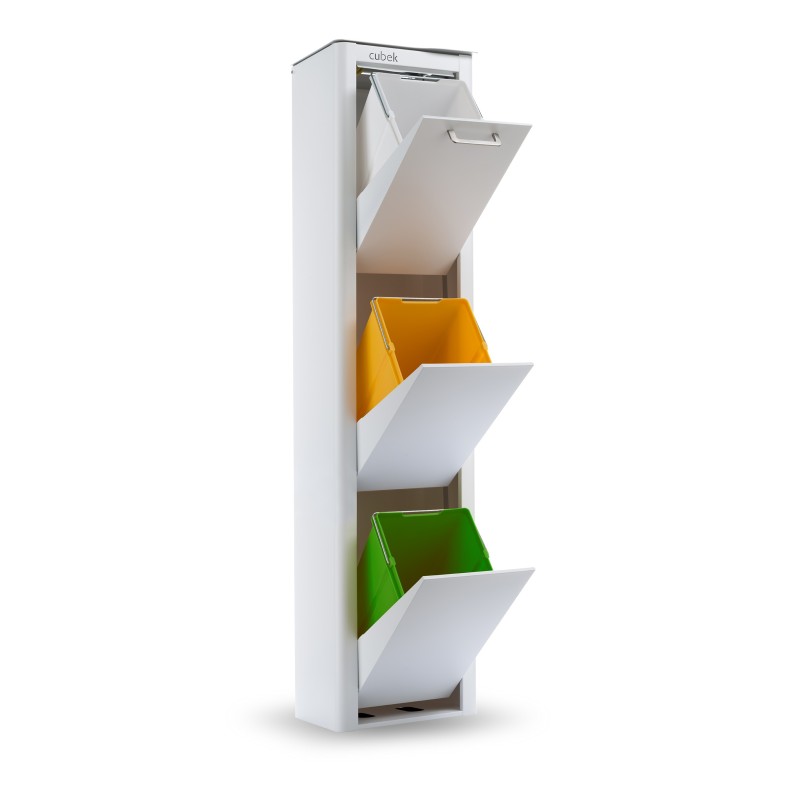 DON HIERRO - Cubo de basura y reciclaje lacado, 3 cubos gran capacidad, CUBEK-