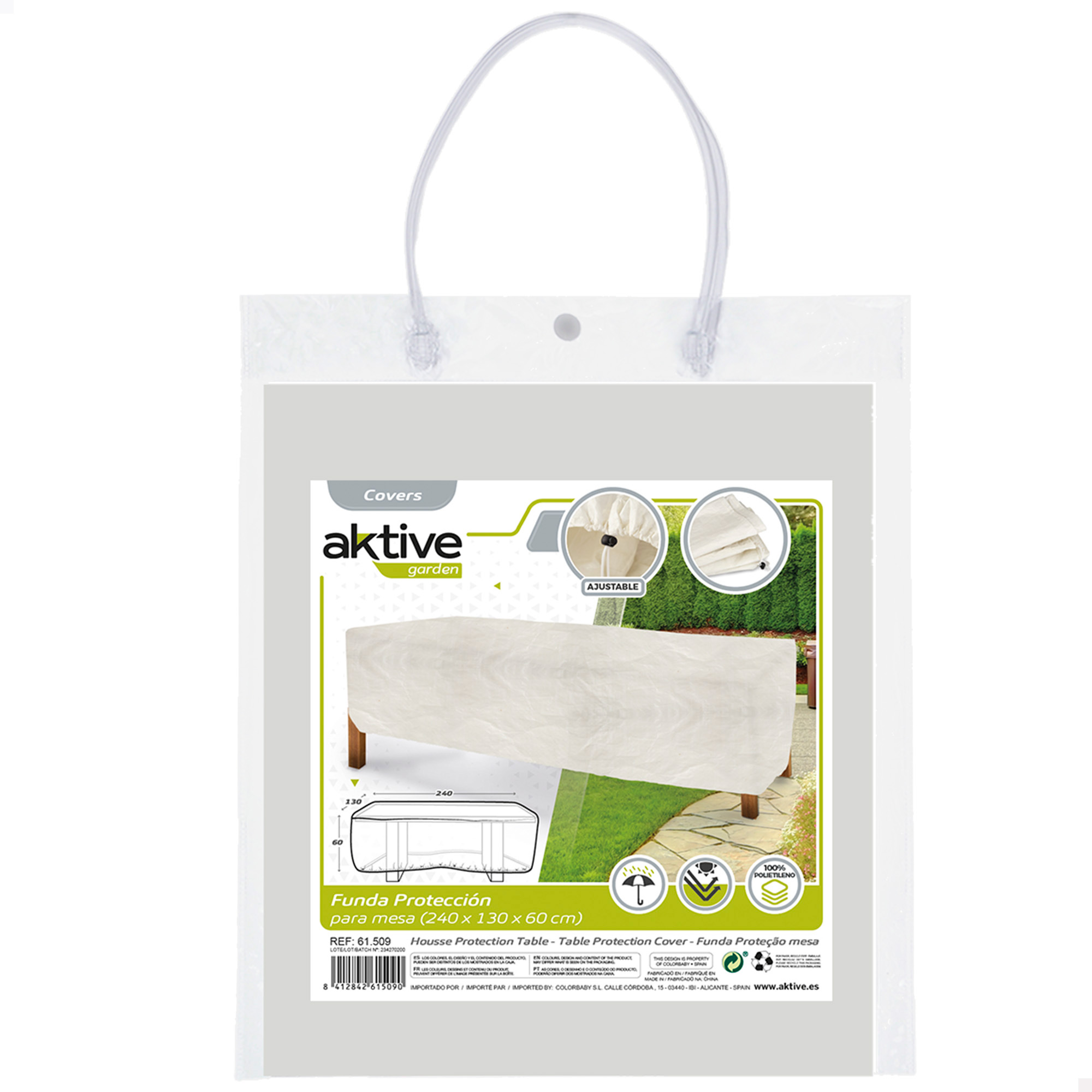 Funda impermeable de mesa jardín 240x130x60 cm Aktive Garden