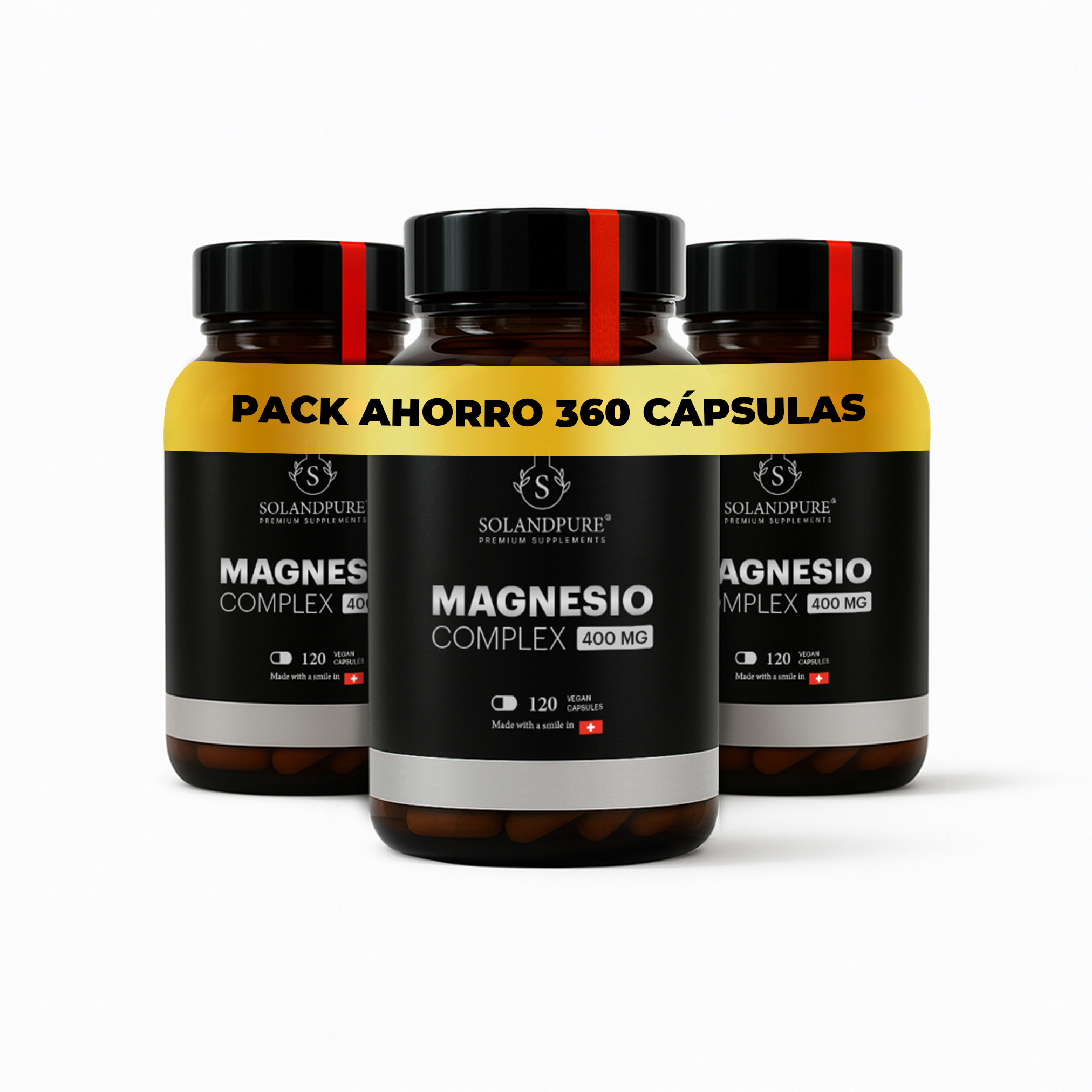 Magnesio Complex 750 mg con 5 fuentes (Bisglicinato, Citrato, Pidolato, Malato y Carbonato) – Pack Ahorro 360 cápsulas vegetales - Calidad Solandpure®