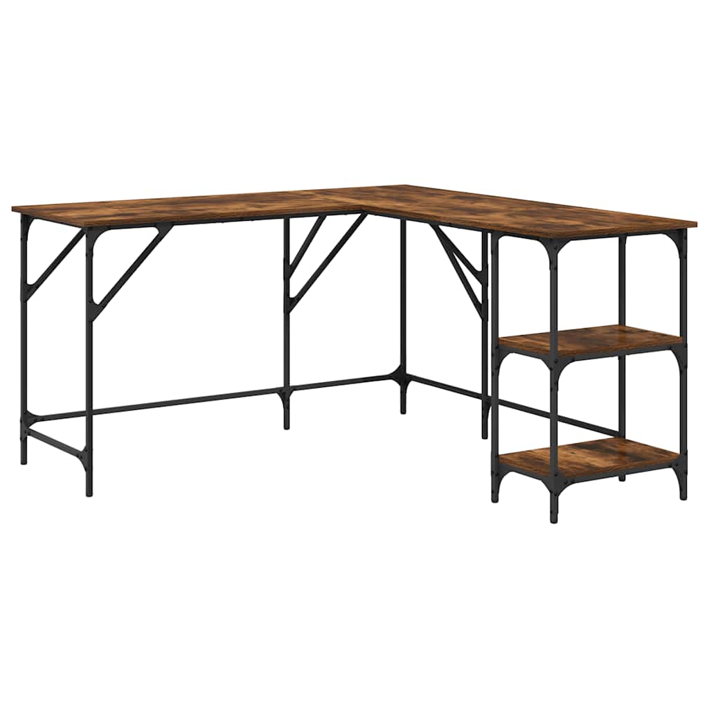 vidaXL Escritorio madera de ingeniería roble ahumado 139x139x75 cm