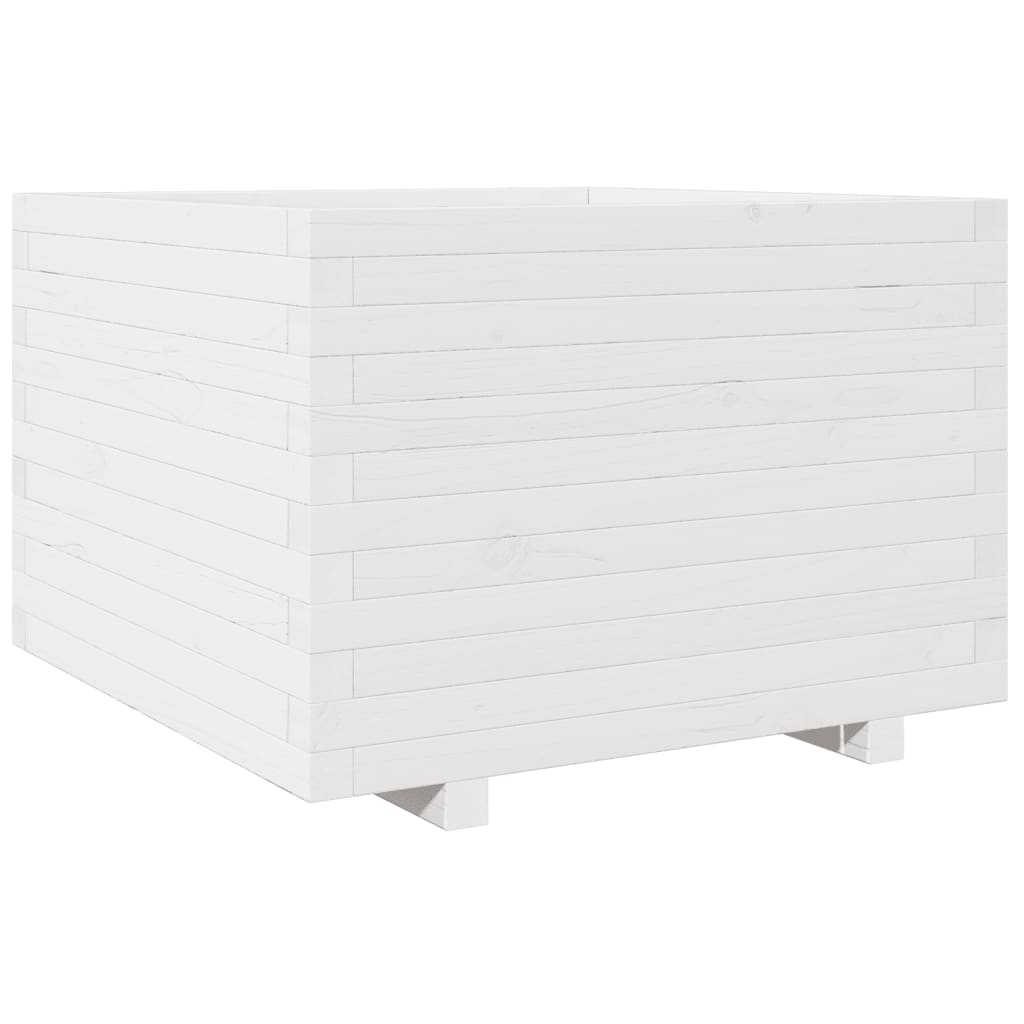 vidaXL Jardinera de madera maciza de pino 70x70x49,5 cm Color Pino natural,  Blanco,  Marrón cera y mas