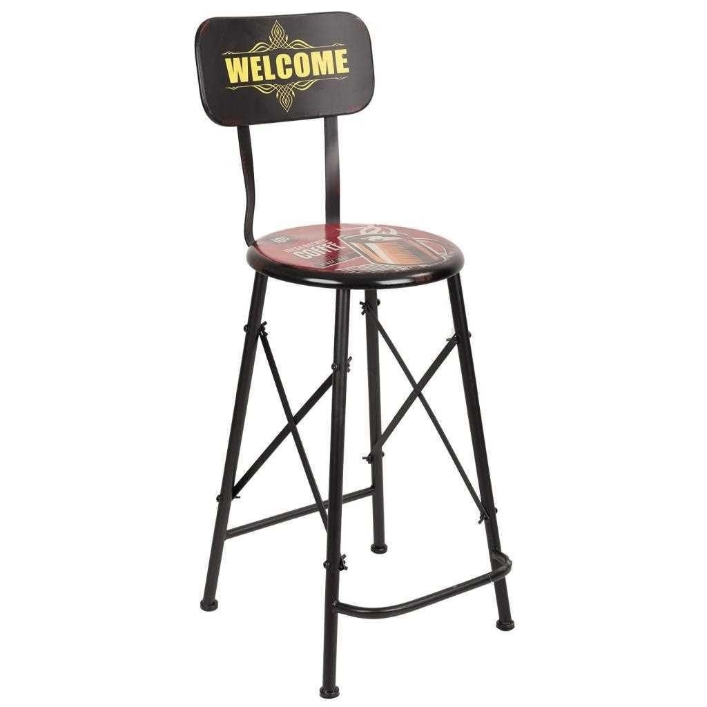 WANDERLUST DECO Taburete alto de metal rojo 46x40x100h cn de estilo Industrial