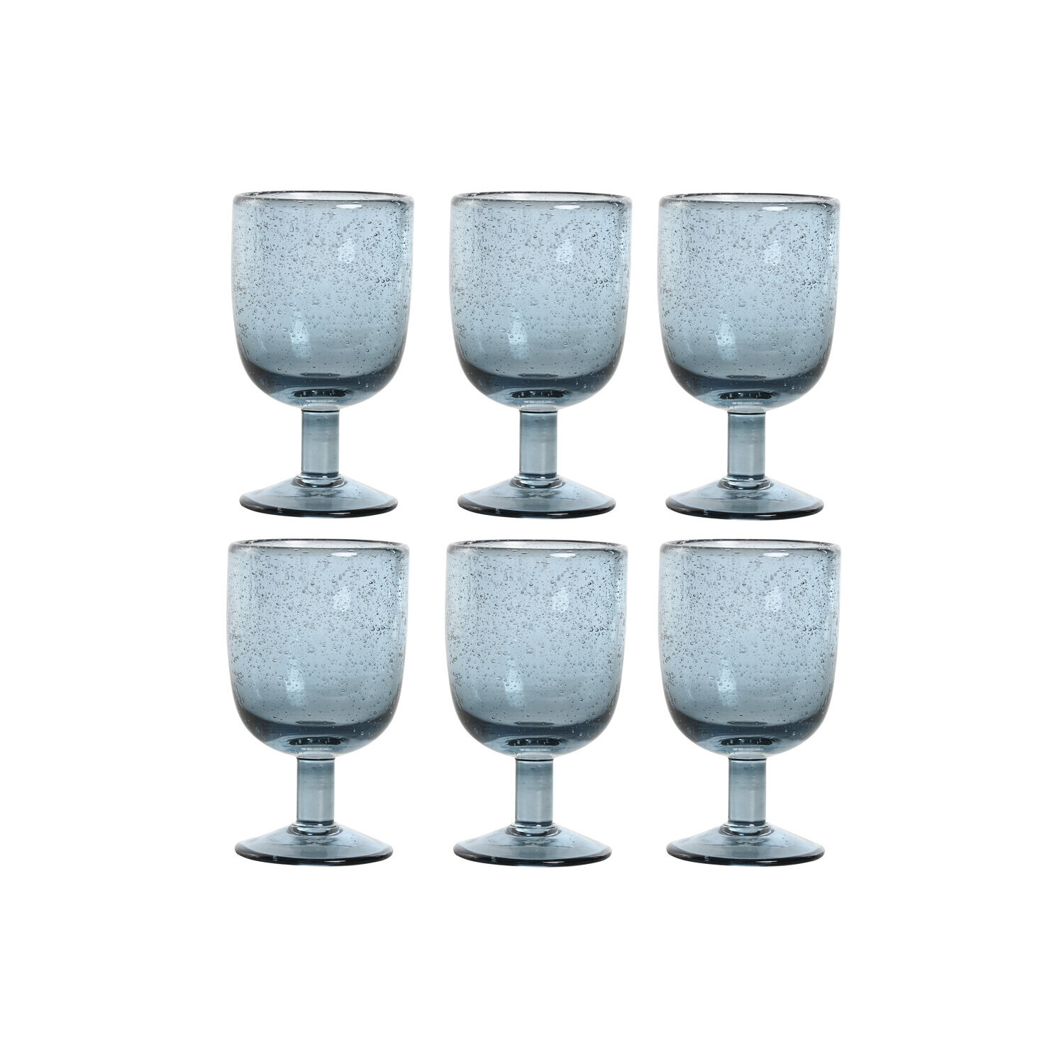 Copa set 6 cristal 8x8x14 300ml burbujas azul El mejor complemento para tu hogar.