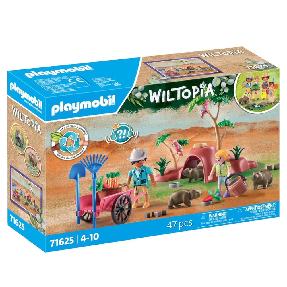 PLAYMOBIL (71625) Refugio para tejones australianos (wombats) con cuidadores y accesorios, Wiltopia