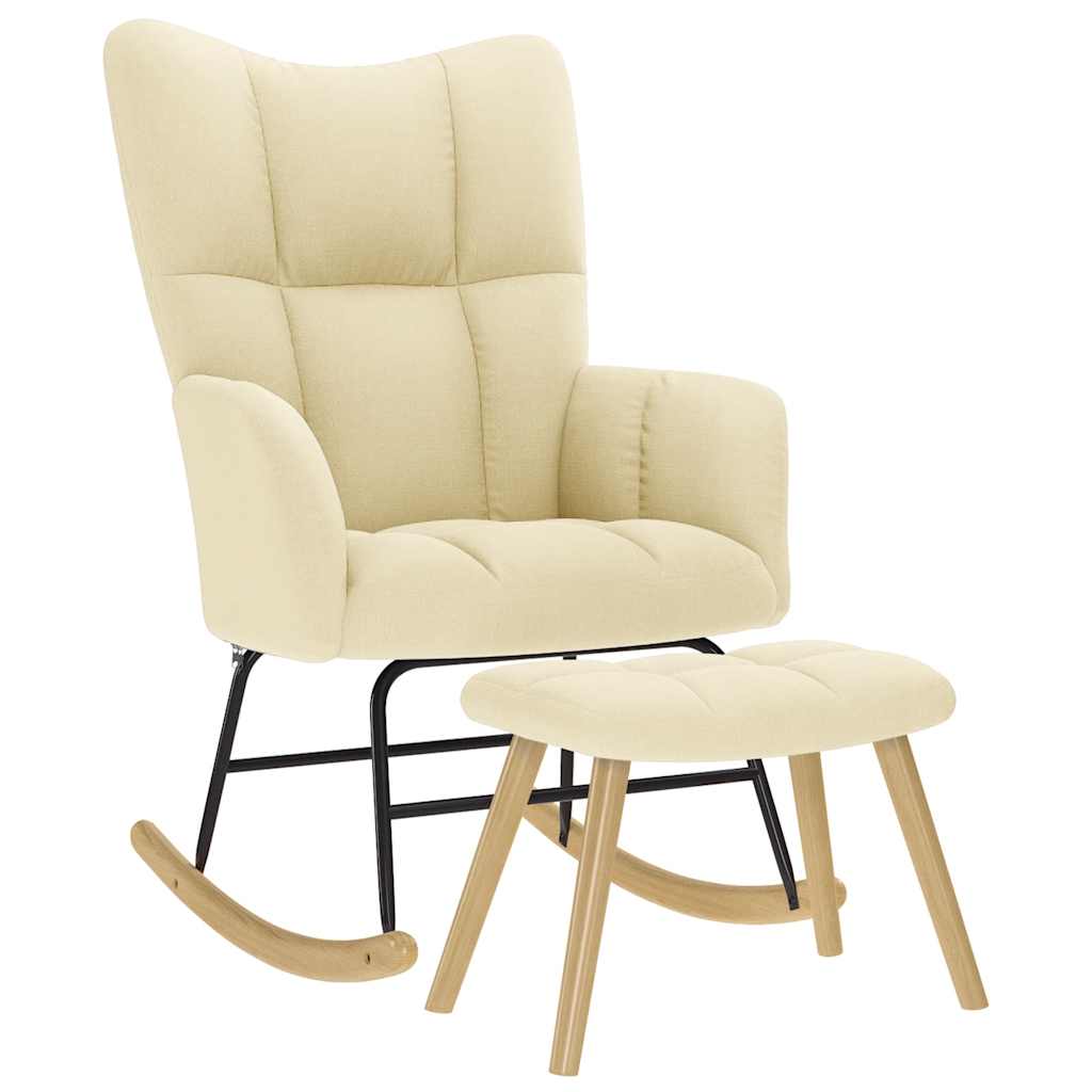 vidaXL Sillón mecedora con taburete tela Multicolor