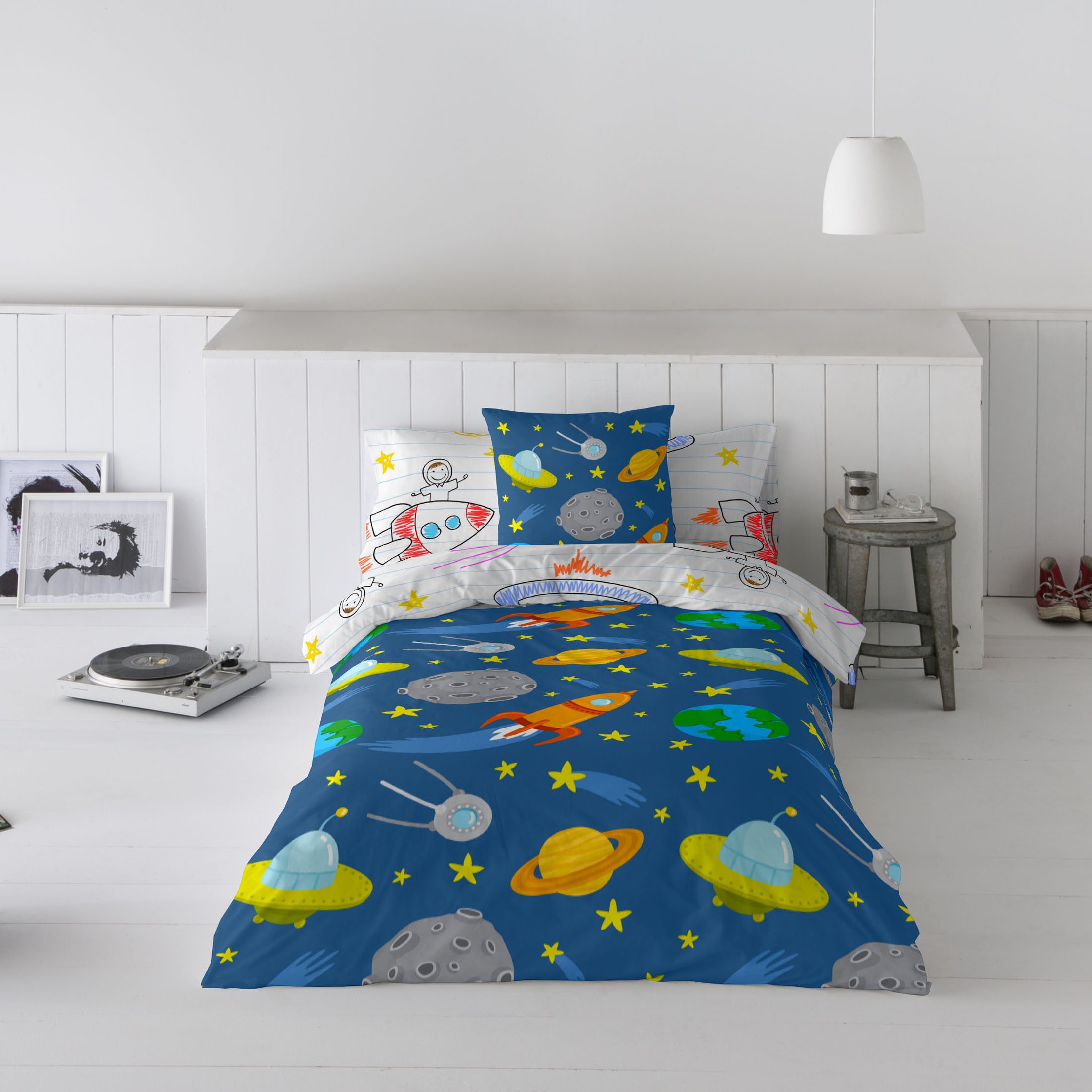Cool Kids - Funda Nórdica Infantil Estampada Reversible - 100% Algodón Extrasuave - Juego de 2 Piezas Funda de Edredón y 1 Funda de Almohada - Cama 90/105 cm - Fabricada en España
