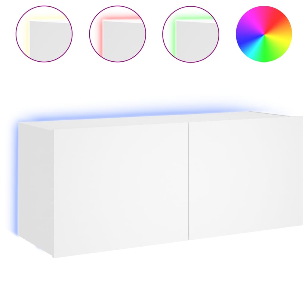 vidaXL Mueble de TV de pared con luces LED 100x35x41 cm, Mueble de Salon, Mueble TV, Mueble TV salon, Mesa de TV, Mueble tele