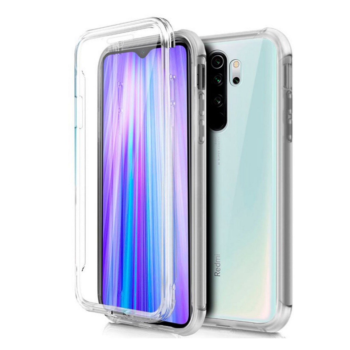 Tumundosmartphone Funda Completa Transparente Pc + Tpu Full Body 360 para Xiaomi Redmi Note 8 Pro