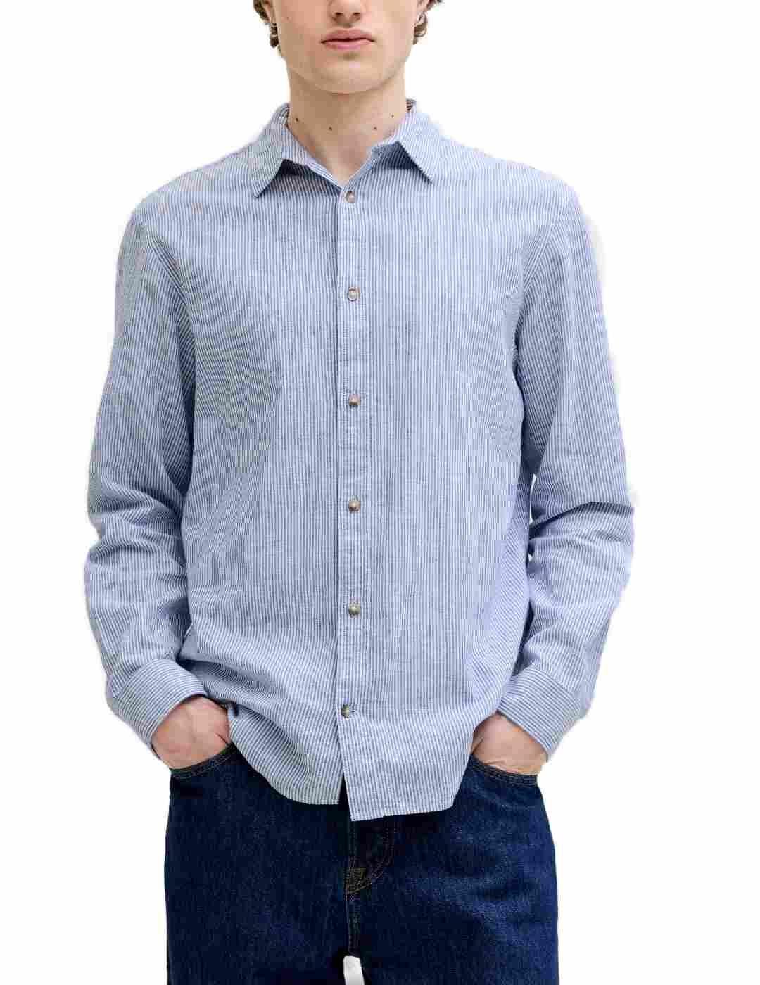 Camisa Jack&Jones Summer lino azul rayas para hombre